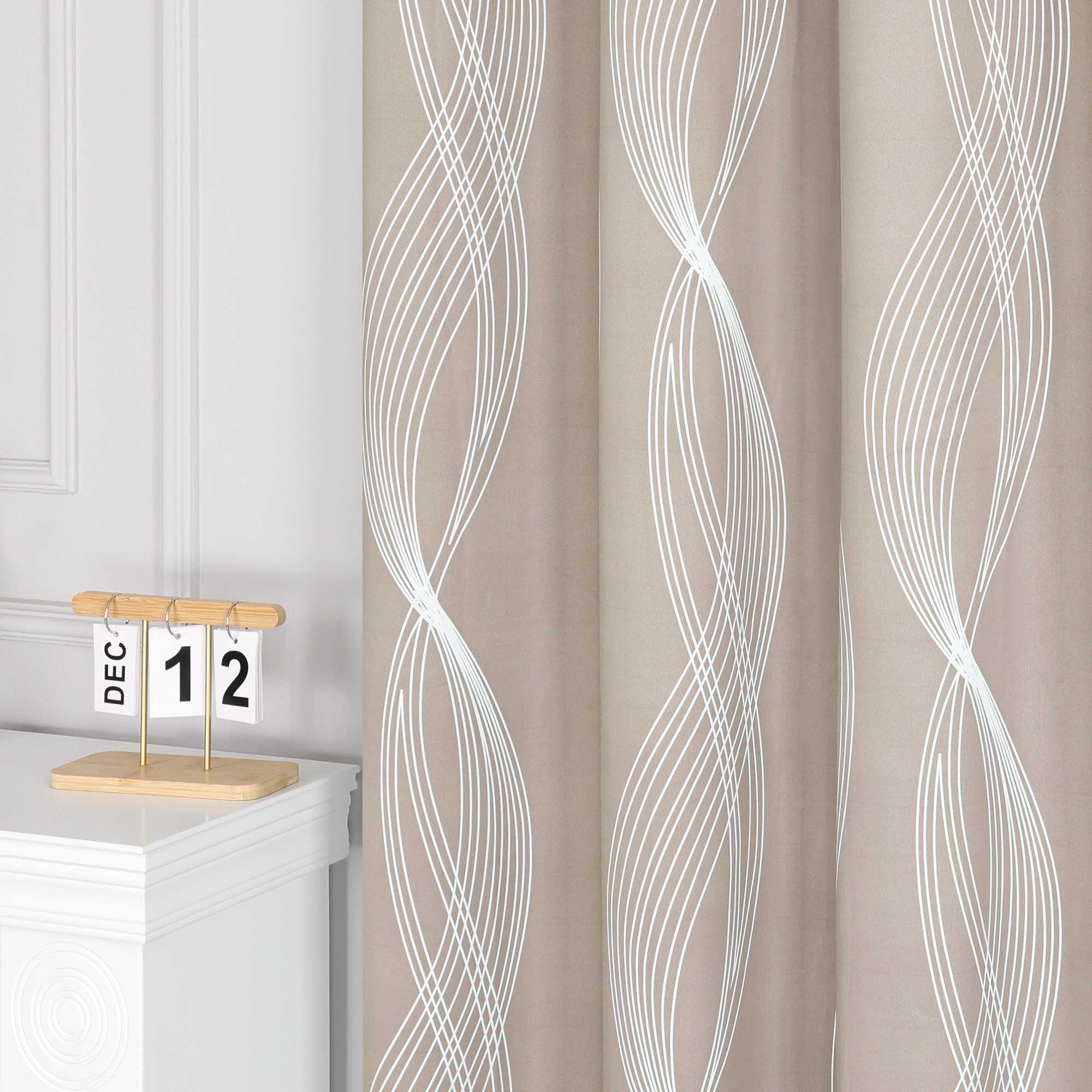 Verdunkelungsvorhänge Ösenschal Blickdichte Gardinen Modern Thermovorhang Wohnzimmer mit Wasserwellenmuster 1 Stück