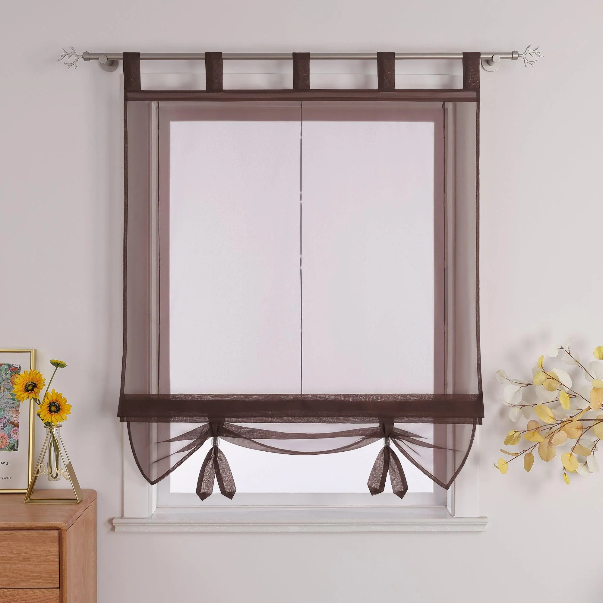 Rollos Kräuselbandgardine Transparente Fensterdeko Luftdurchlässig hochziehbar Unifarbe 1 Stück