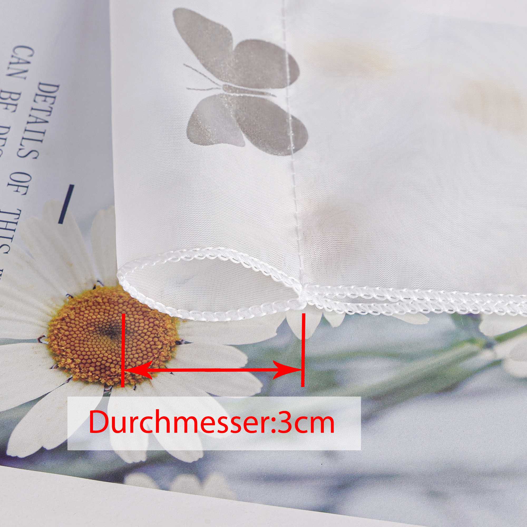 Scheibengardine Bistrogardine mit Schmetterlingsmuster Modern Voile Küche Gardinen Transparent 1 Stück