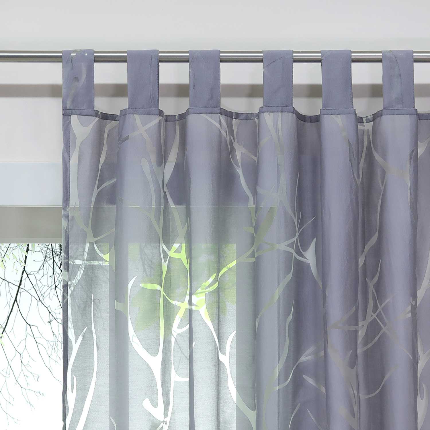 Transparenter Vorhang mit grobes Zweigmuster leicht Schutzfunktion Lichtdurchlässigkeit Gartenstil 1 Stück