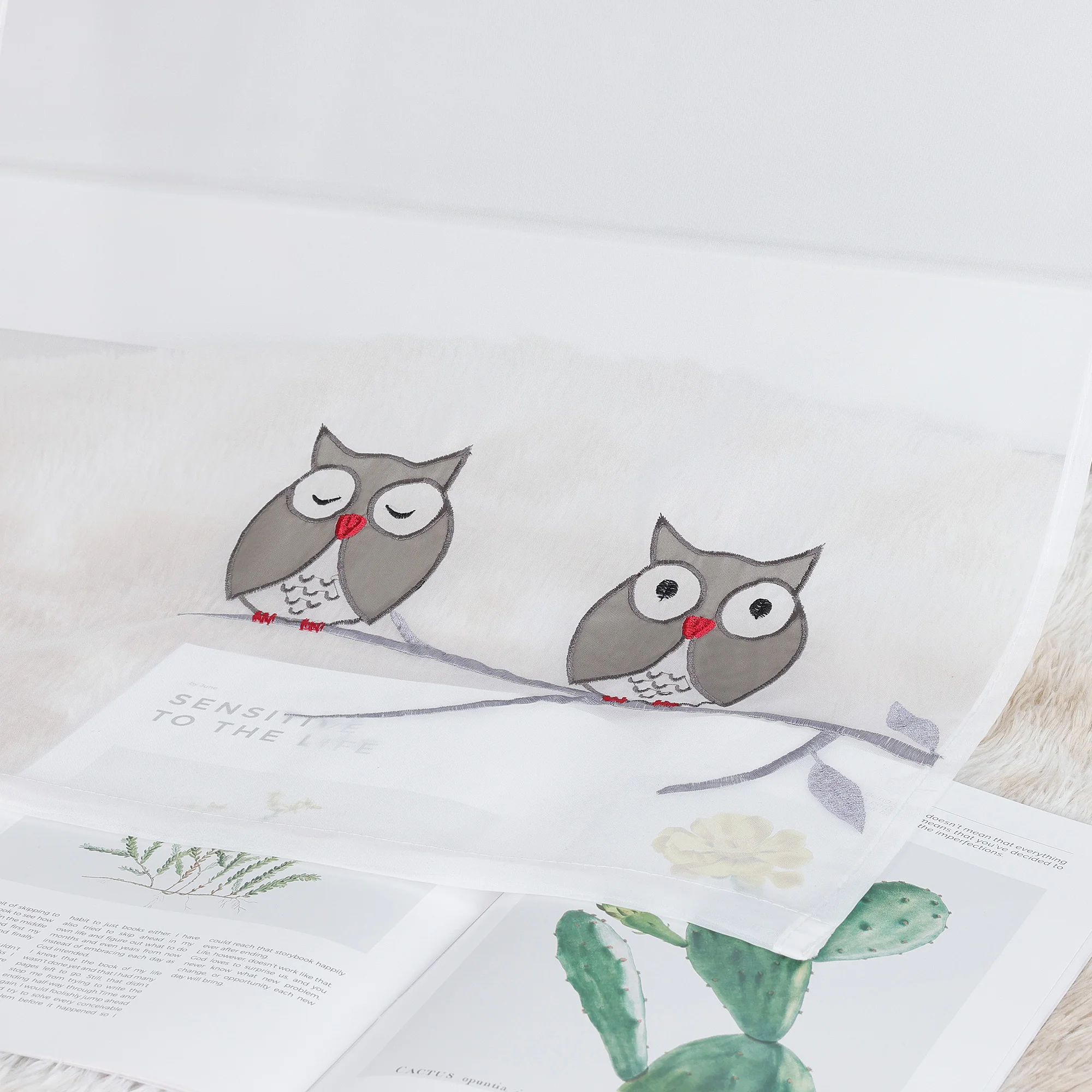 Eulen Transparente Flächenvorhang mit Schlaufen 1 stück