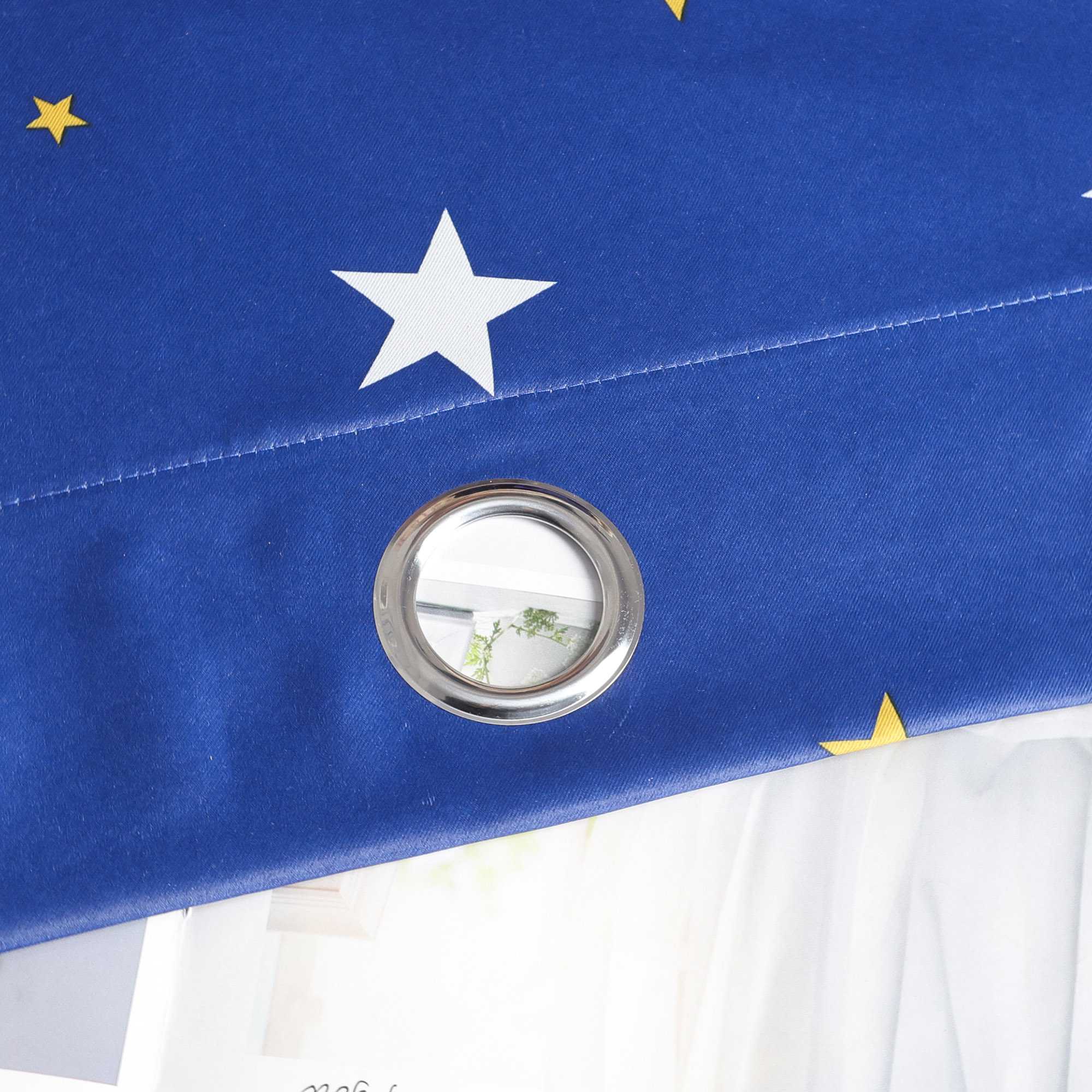 Verdunkelungsvorhänge Ösenschal Blickdicht mit Sternmuster Hitzeschutz schlafzimmer Thermovorhang