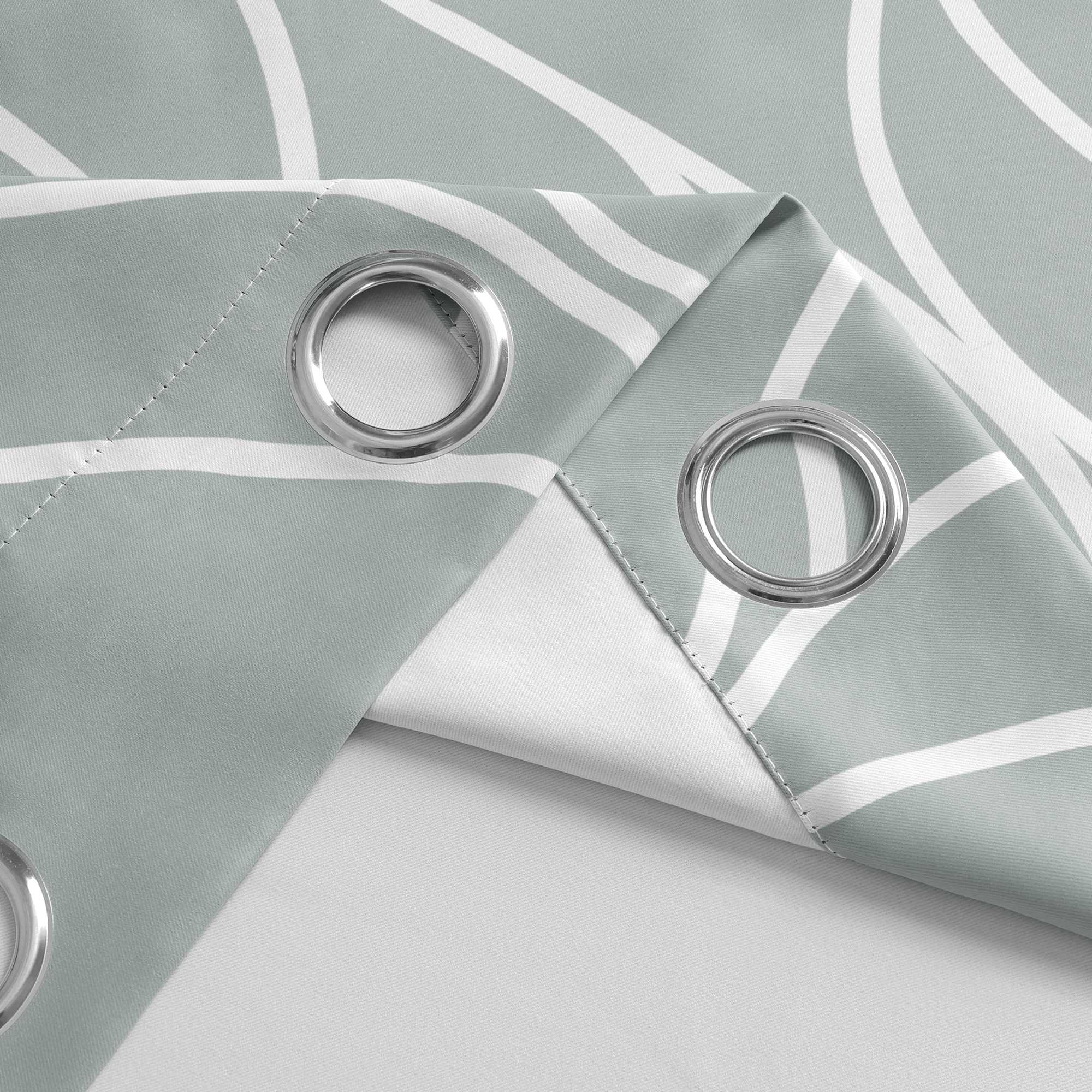 Verdunkelungsvorhänge Ösenschal mit Wellenmuster Blickdichte Landhaus Schlafzimmer  1 St.