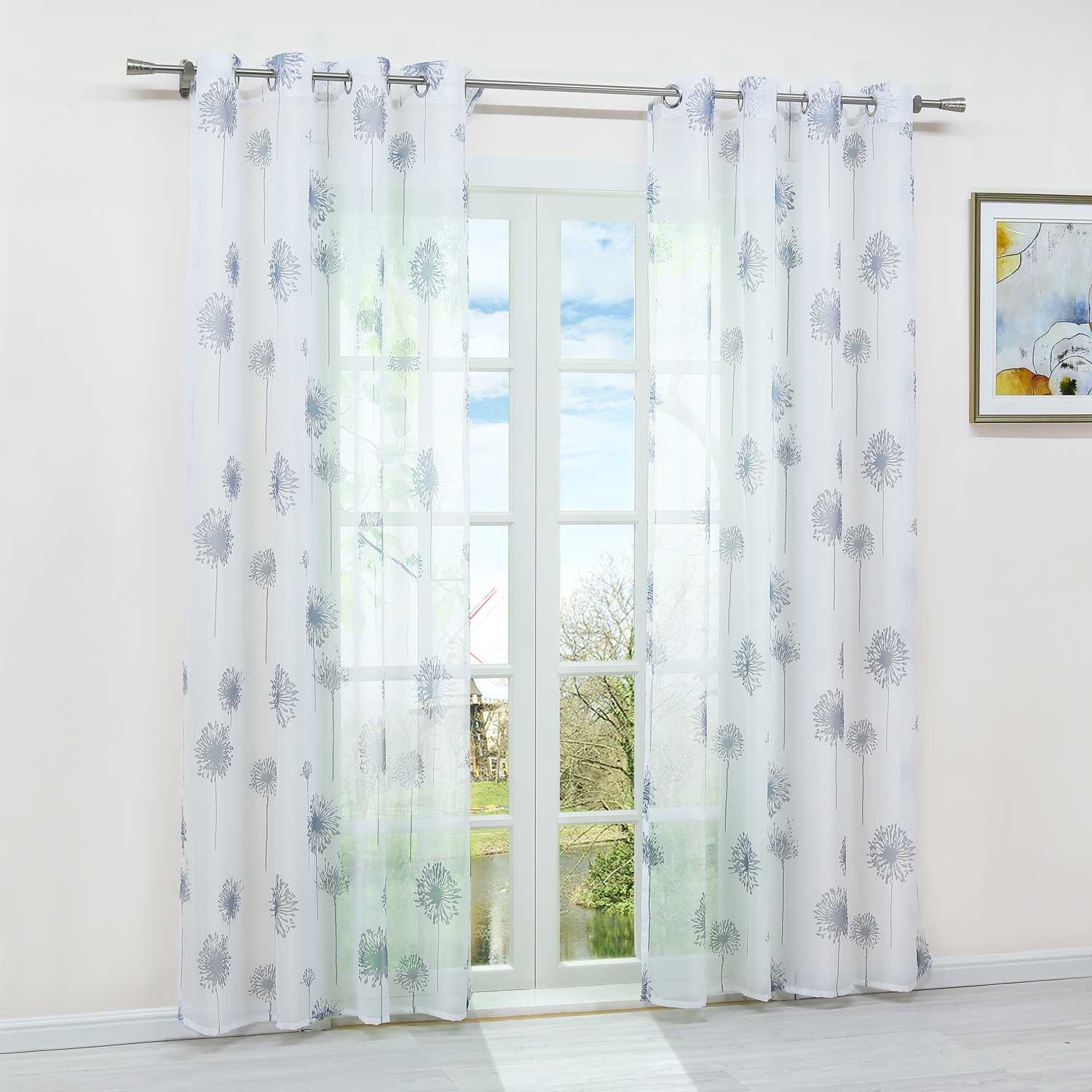 Transparenter Vorhang mit Pusteblumenmuster leicht Schutzfunktion Lichtdurchlässigkeit Gartenstil 1 Stück