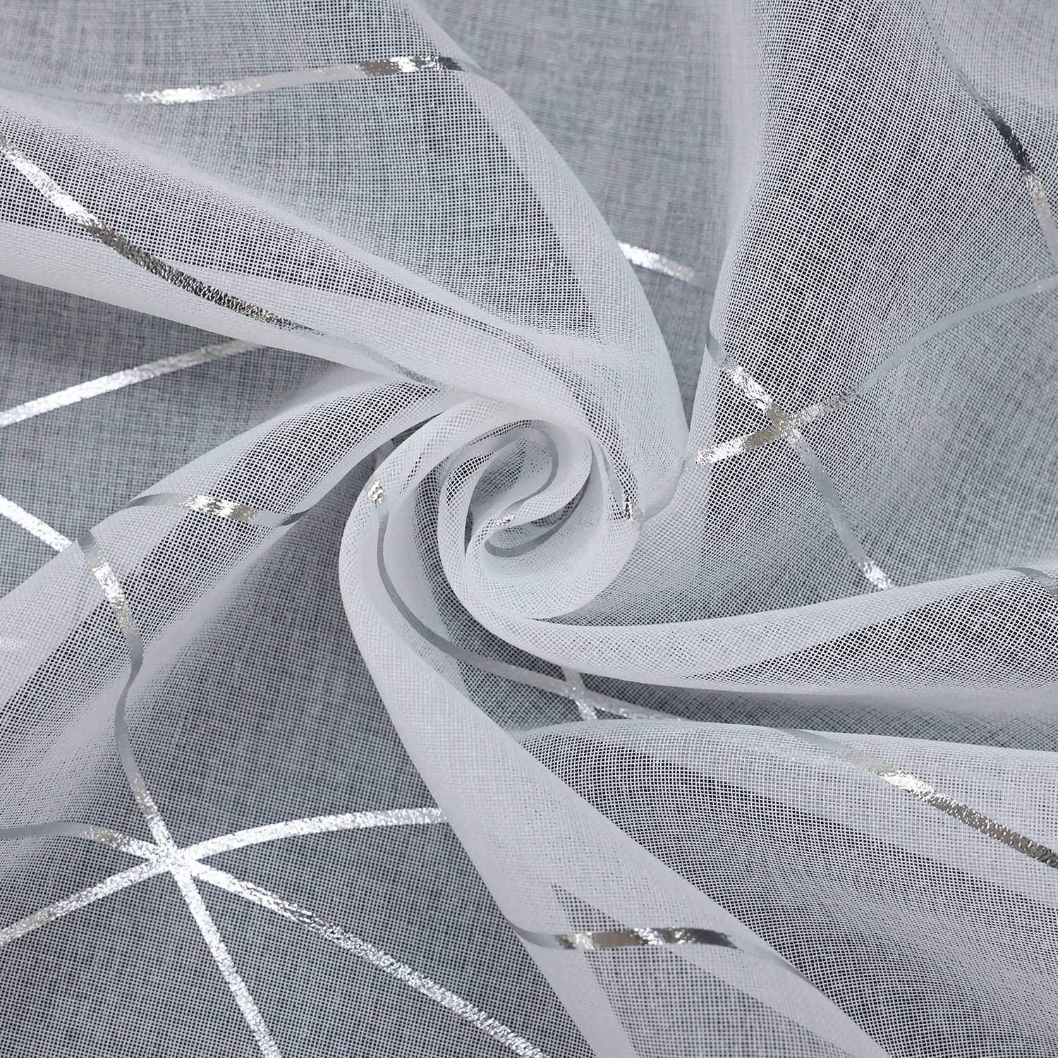 Scheibengardinen durch Tunnelzug Modern Bistrogardine Küchengardinen Landhausstil Kurzstores Wellenstreifen Transparent