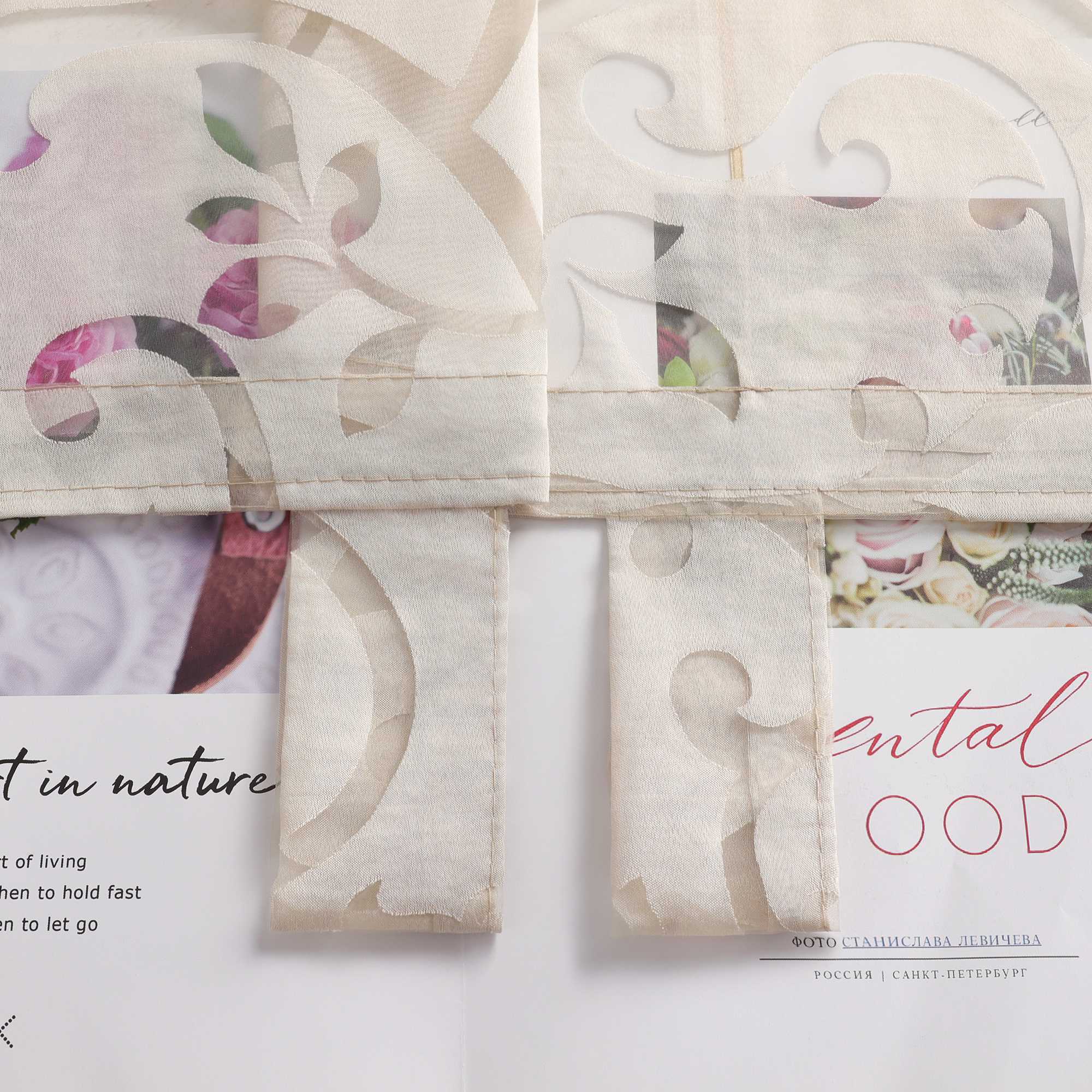 Transparente Schlaufengardine mit Blumenmuster Café Fenstergardine Raffrollos 1 Stück