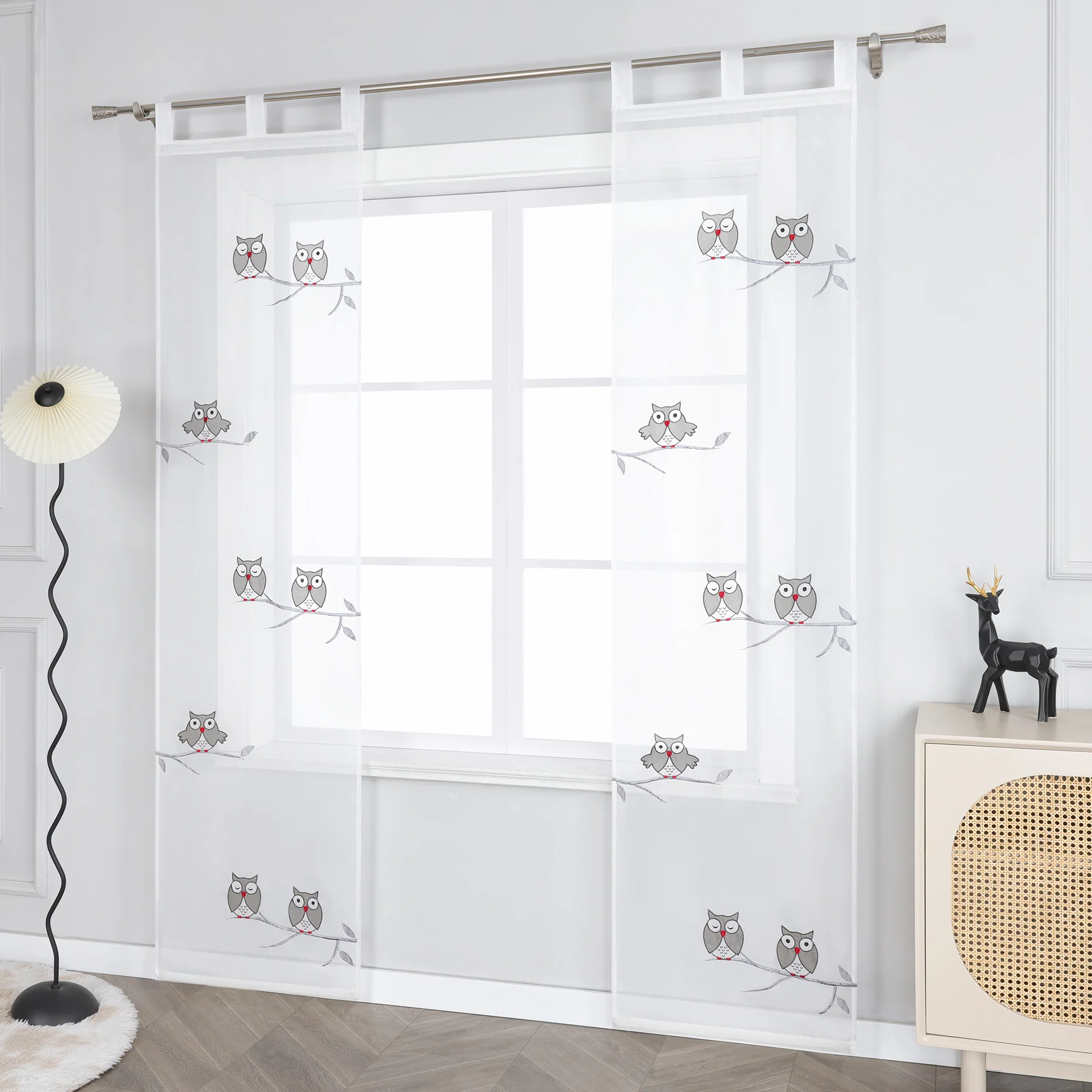 Eulen Transparente Flächenvorhang mit Schlaufen 1 stück