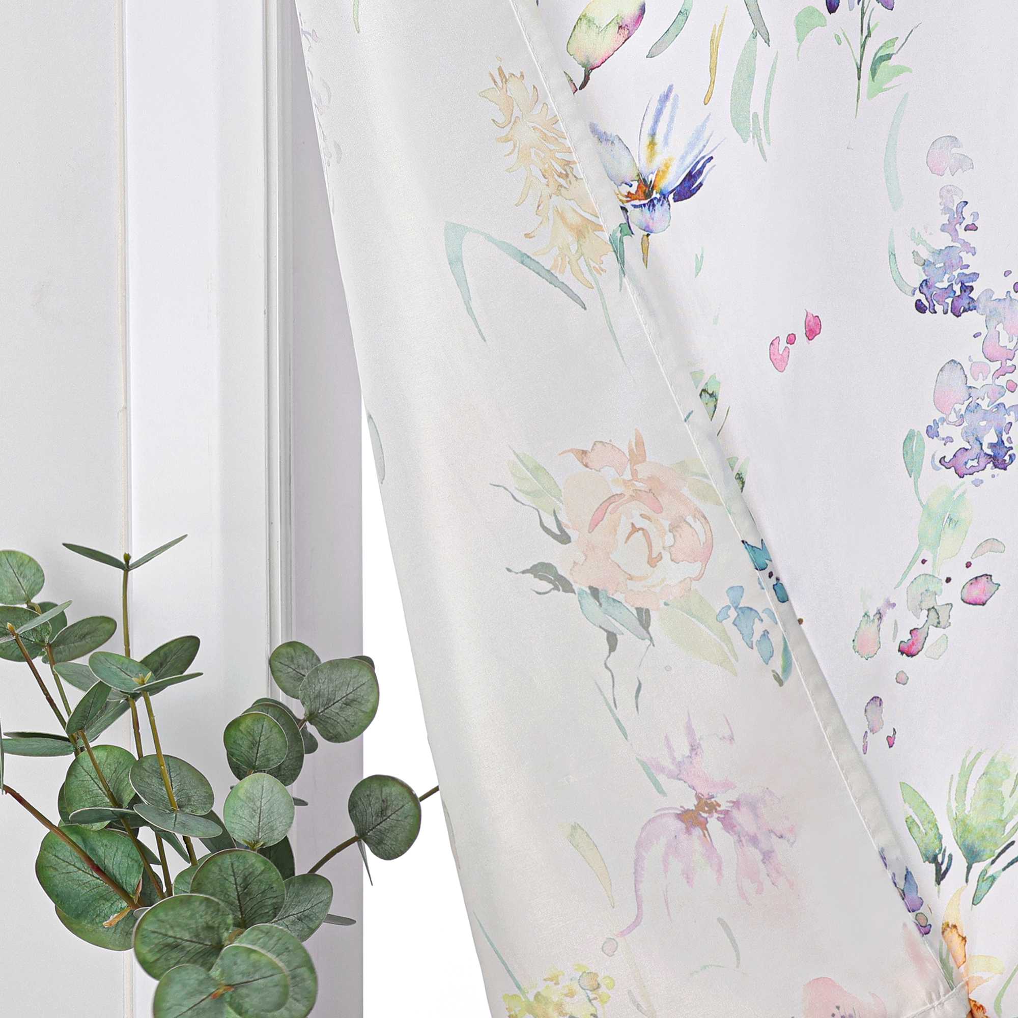 Scheibengardine Bistrogardine aus Polyester mit bunten Blumenmustern und Schleifen 1 stück