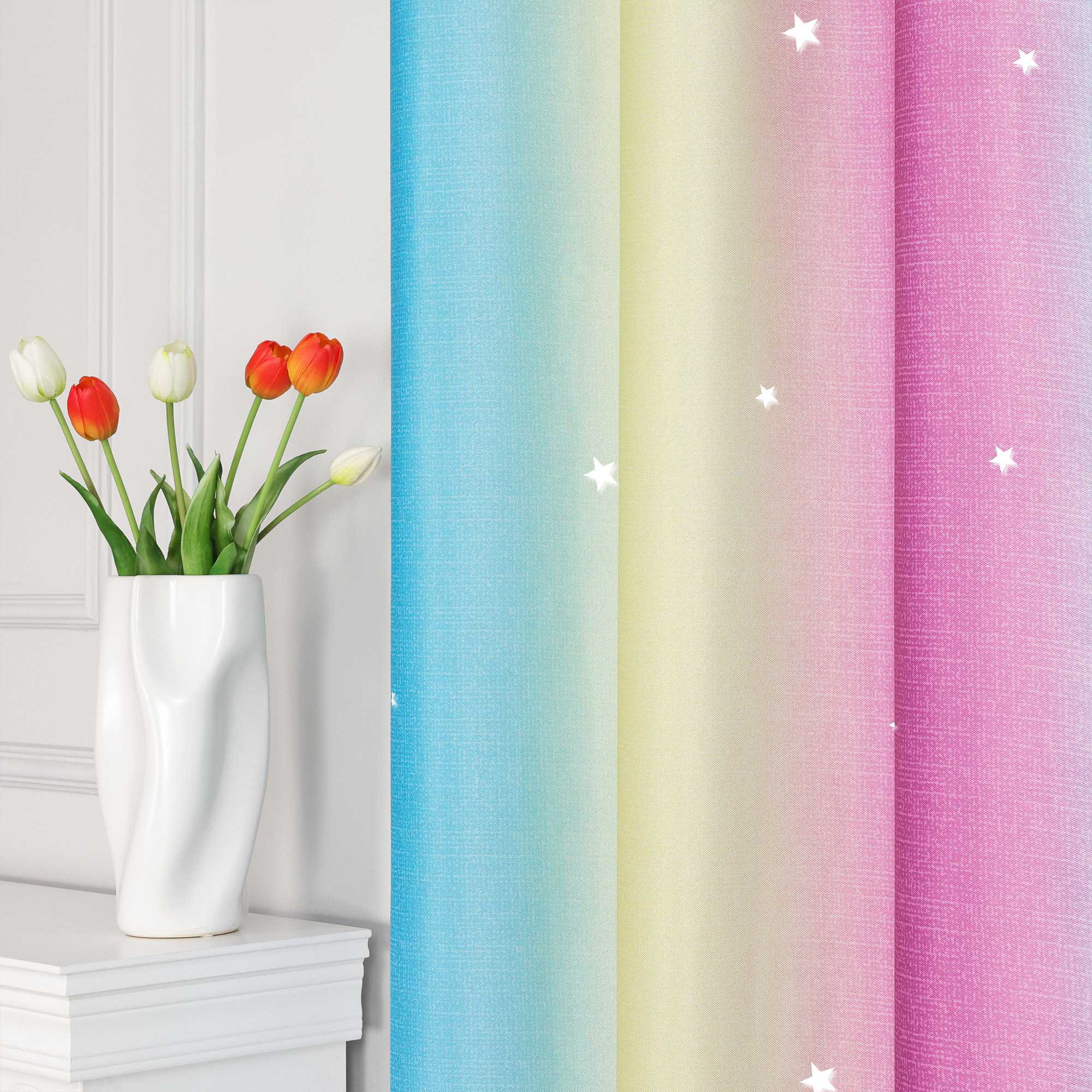 2-in-1 Vorhang Kinderzimmer mit Sternen 1 stück