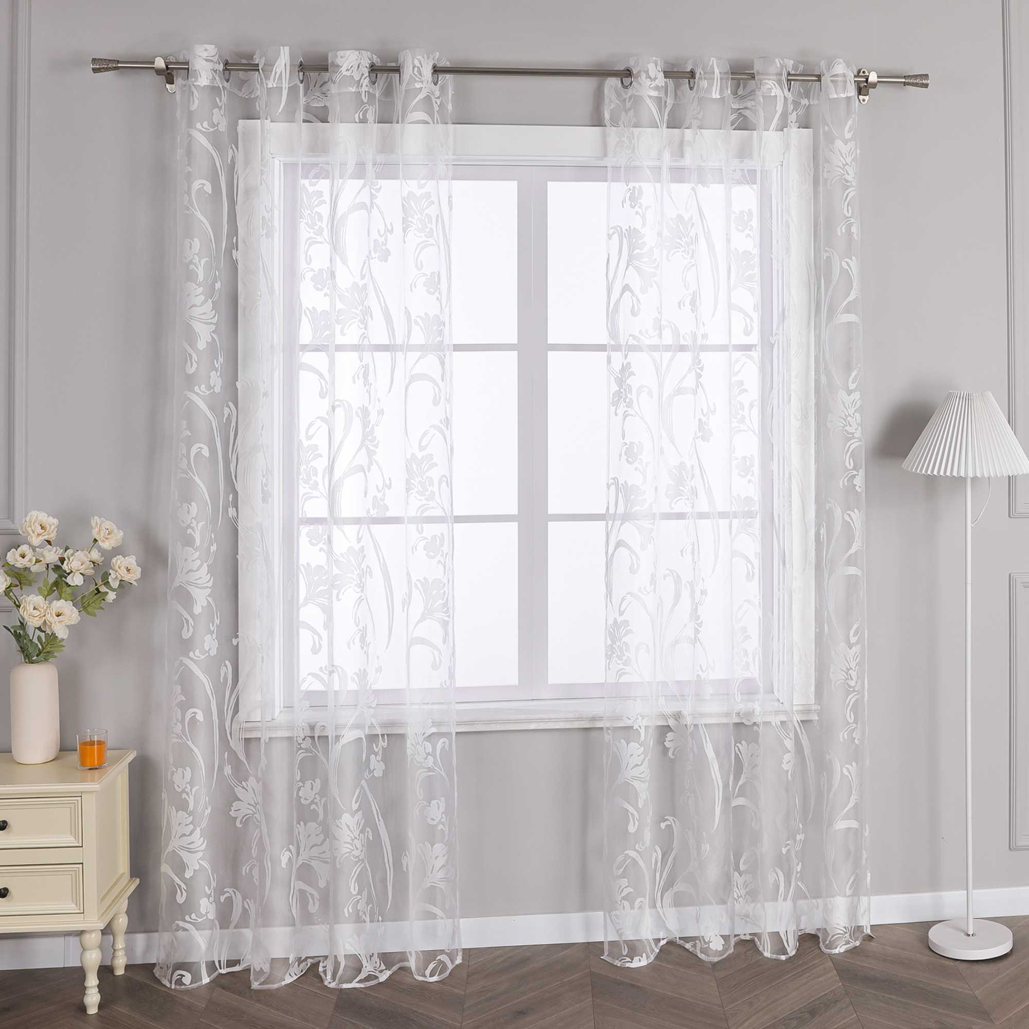 Vorhang mit Blumenmuster transparent Wohnzimmer Schlafzimmer  1 stück