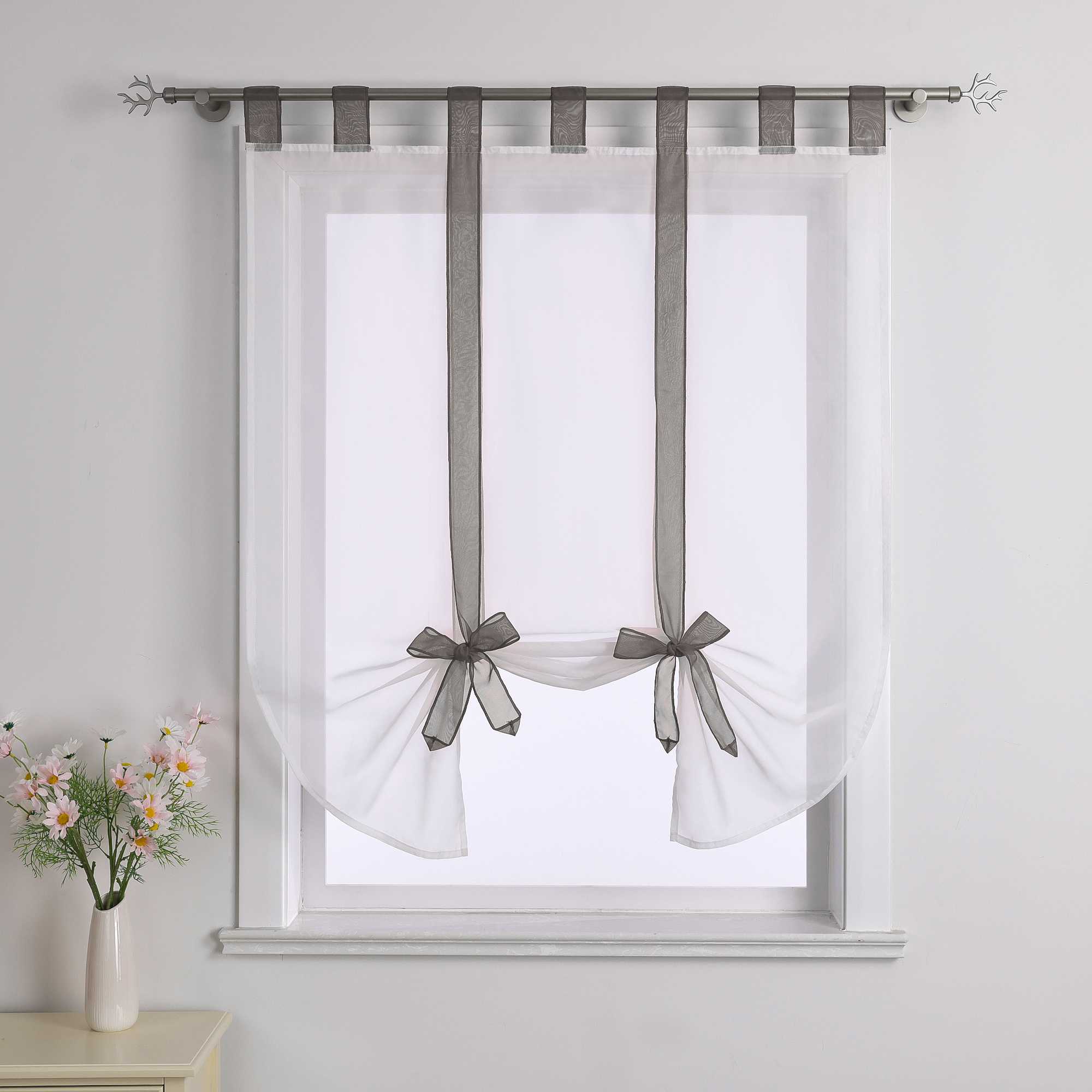 Rollos Schlaufengardine mit Schleifendesign transparent hochziehbar Fensterdeko 1 Stück