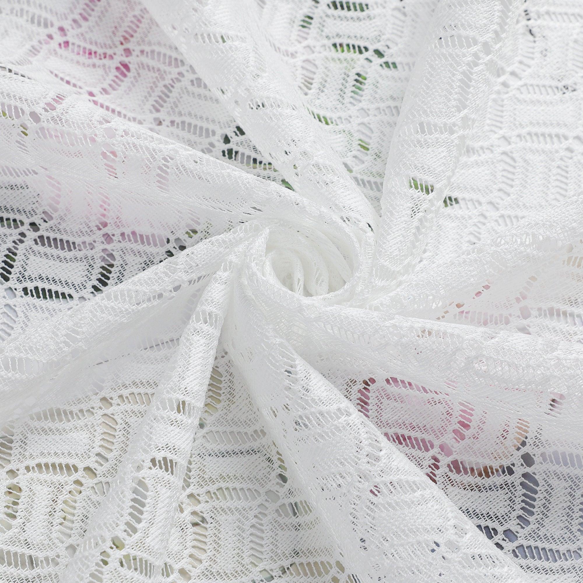 2er Set Scheibengardinen Jacquard Bistrogardine durch Tunnelzug Kurzgardinen Halbtransparent Weiß