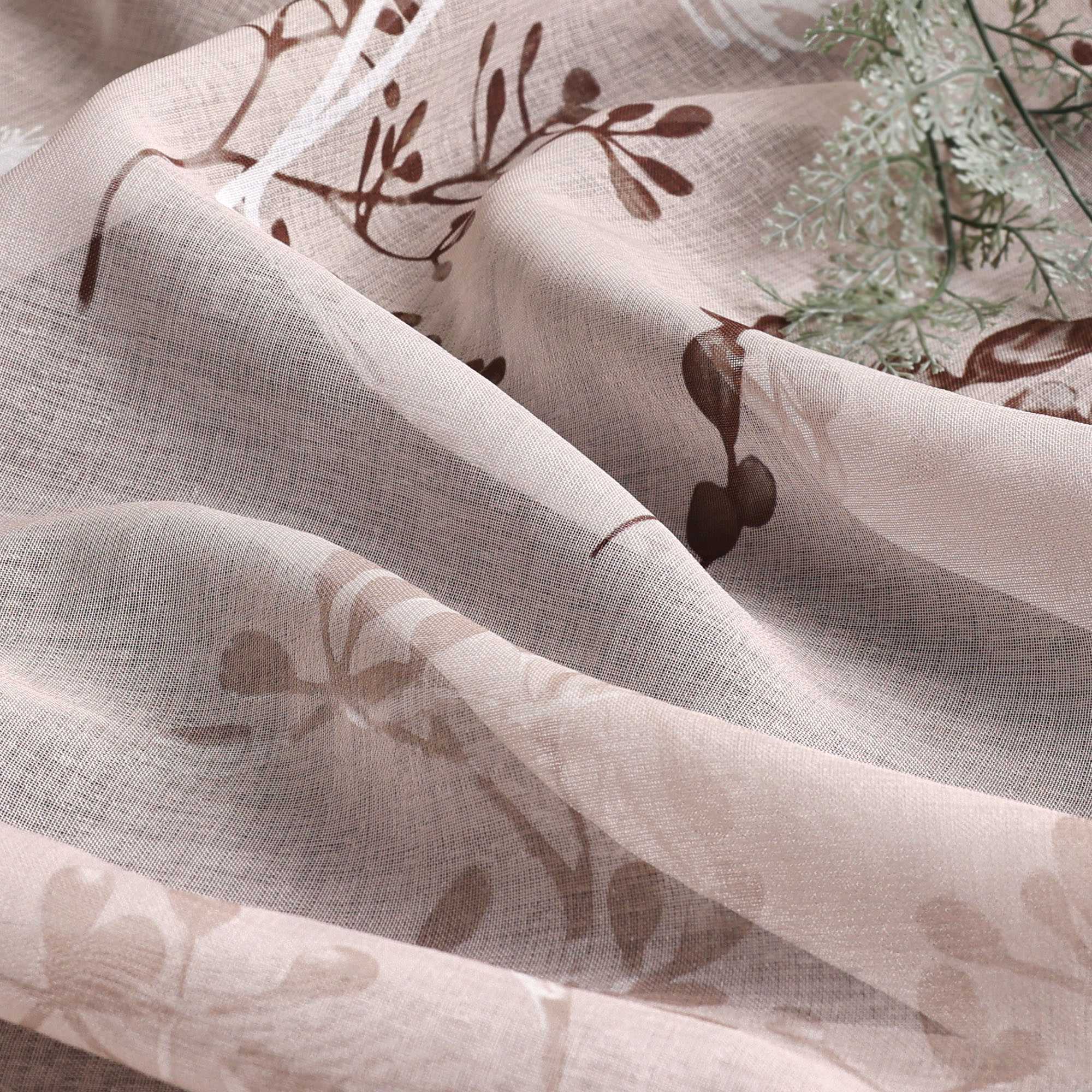 Vorhang mit Schlaufen modern Voile Gardine mit botanischen Mustern Vorhänge Transparent Schlafzimmer Wohnzimmer 1 Stück