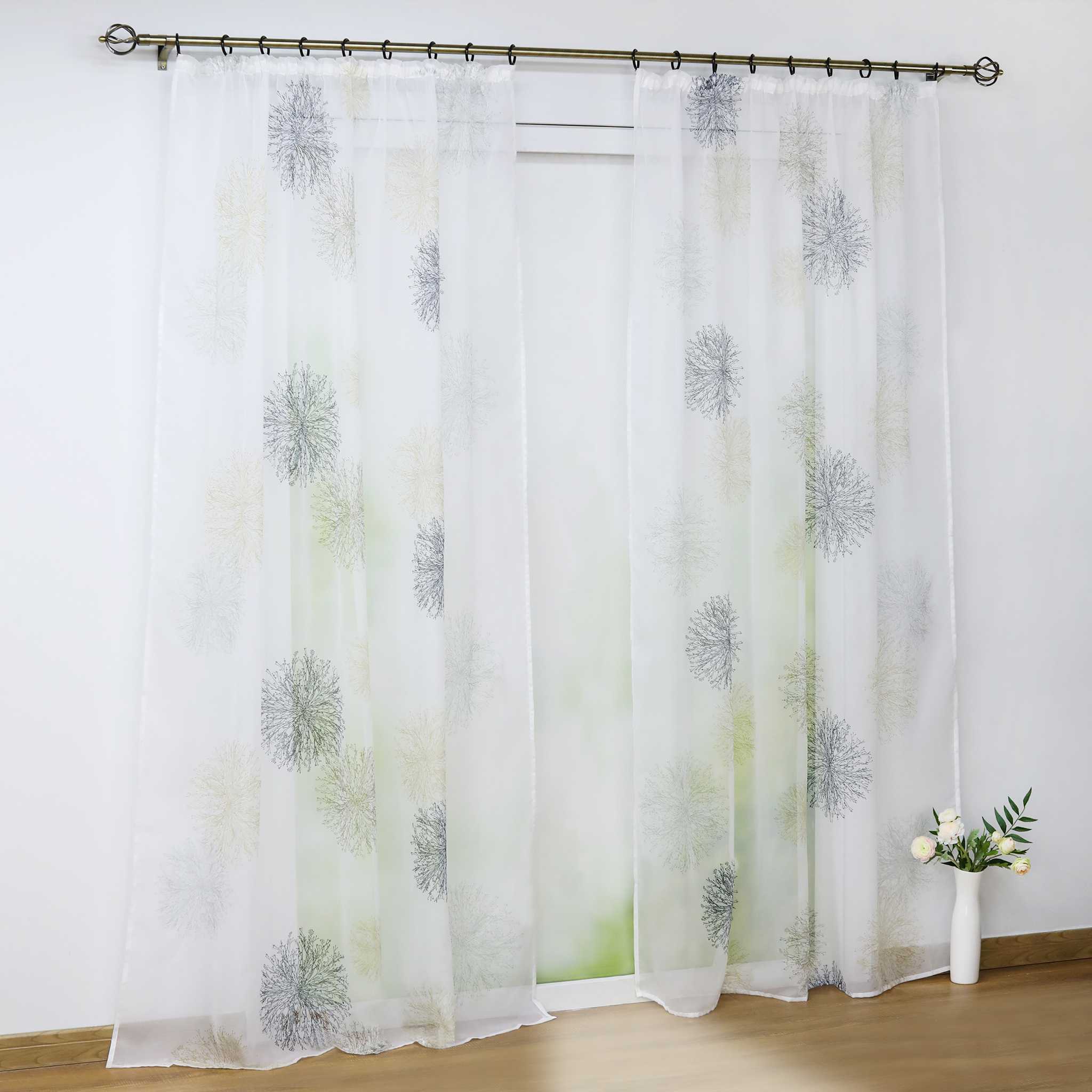 Voile-Vorhang Kräuselbandschal Transparente mit Blumenmuster leichte Schutzfunktion 1 Stück