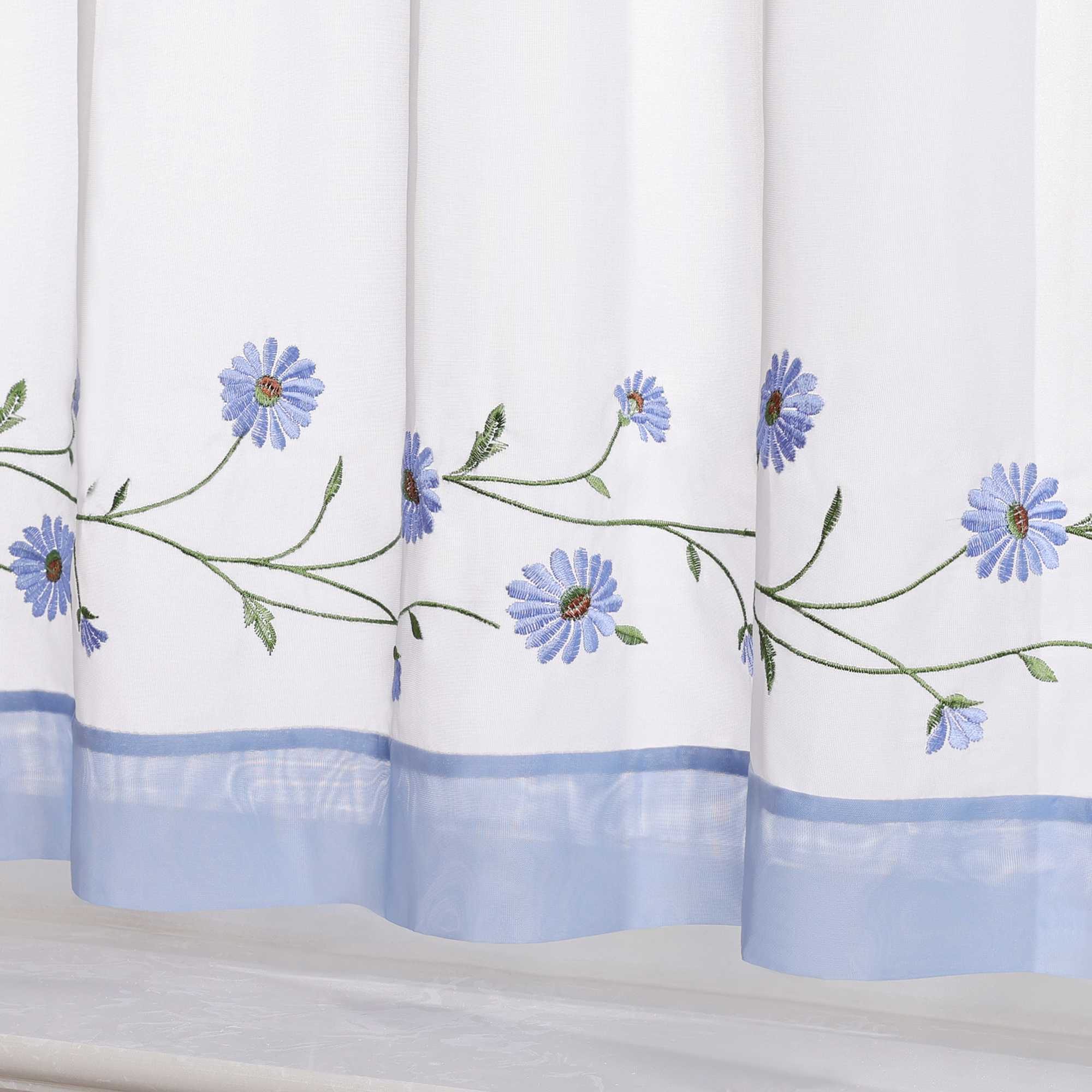 Scheibengardinen Bistrogardine Schlaufen Küche Gardinen Landhausstil Transparent Kurzstores mit kleiner Gänseblümchen-Stickerei