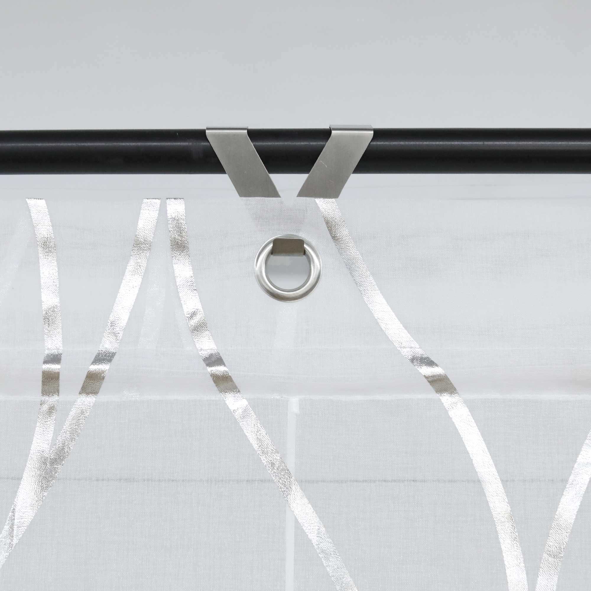 Rollos mit Ösen Gardinen Küche Raffgardinen Transparent Ösenrollo Vorhänge Mit Wellen-Druck Modern Voile 1 Stück