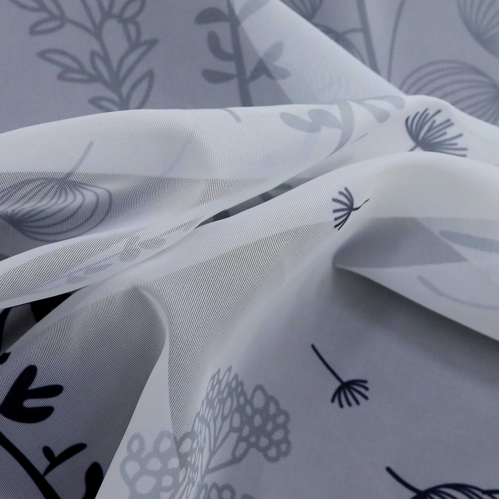 Raffrollo mit Schlaufen Voile Raffgardine Modern Küche Gardinen mit Laternenblume Muster Wohnzimmer Halbtransparent