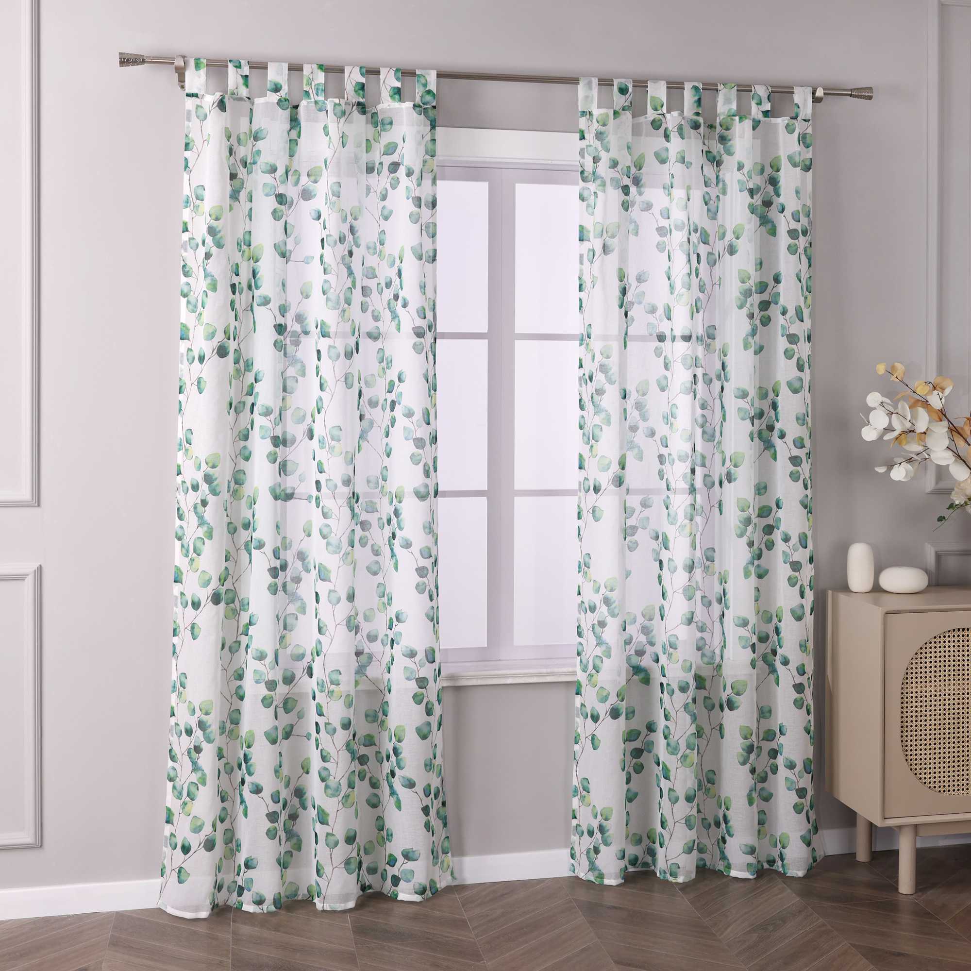 Voile-Vorhang Schlaufenschal Transparente Luftig Blätterdruck 1 Stück