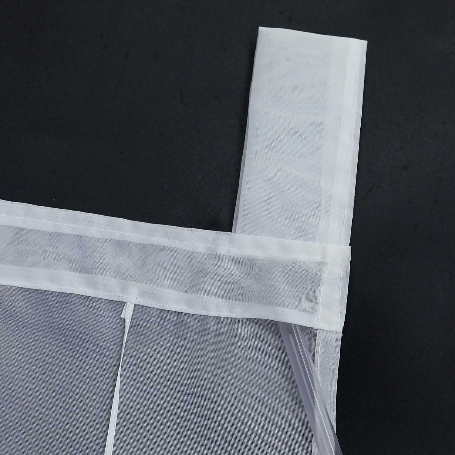 Raffrollo mit Schlaufen Modern Raffgardinen Voile Küche Gardine mit Stickerei Landhausstil Weiß