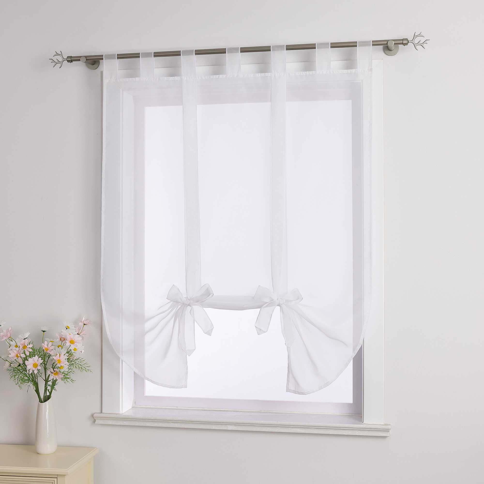 Rollos Schlaufengardine mit Schleifendesign transparent hochziehbar Fensterdeko 1 Stück