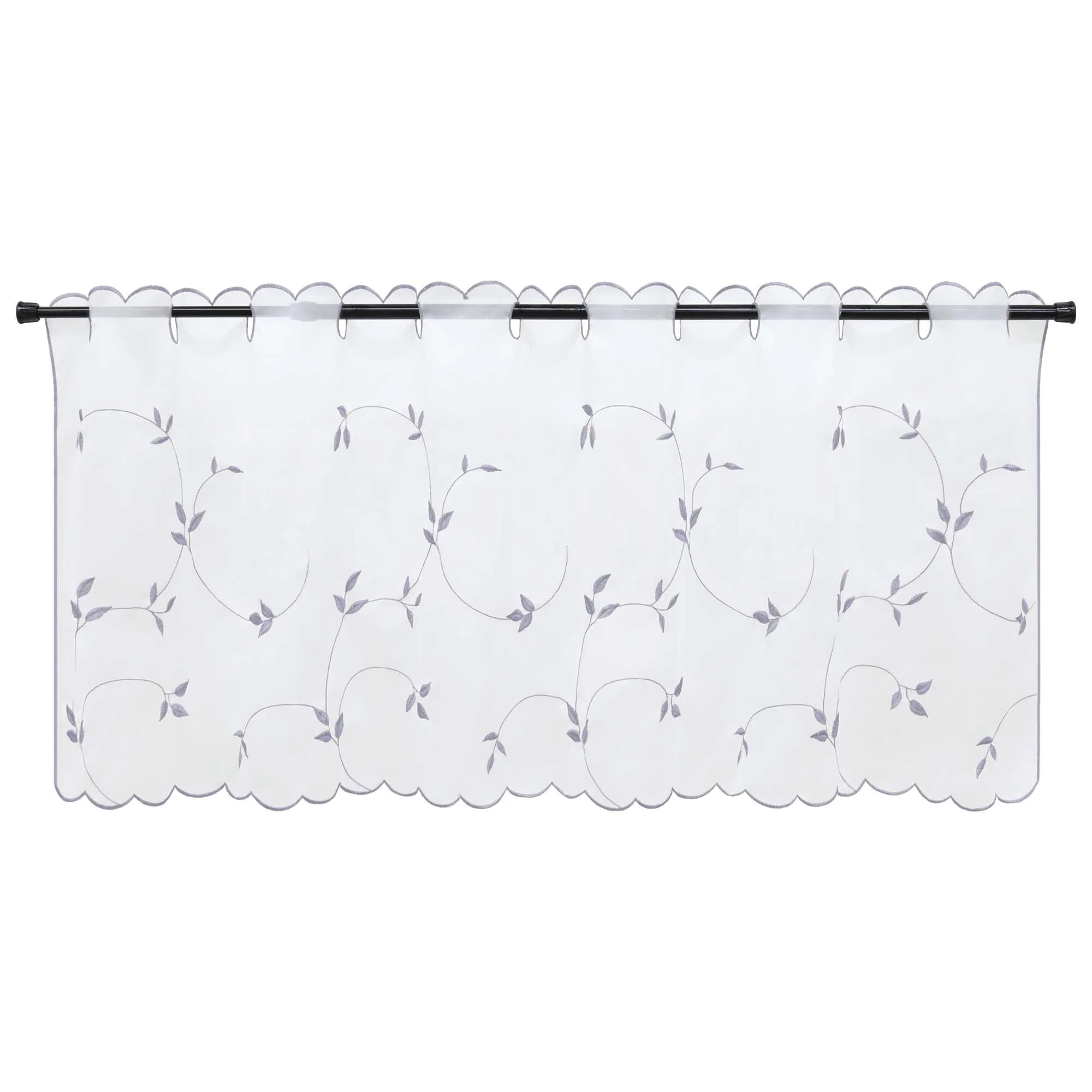 Scheibengardinen Voile Bistrogardinen mit Blattstickerei Transparent Bestickte Küche Kurzstores