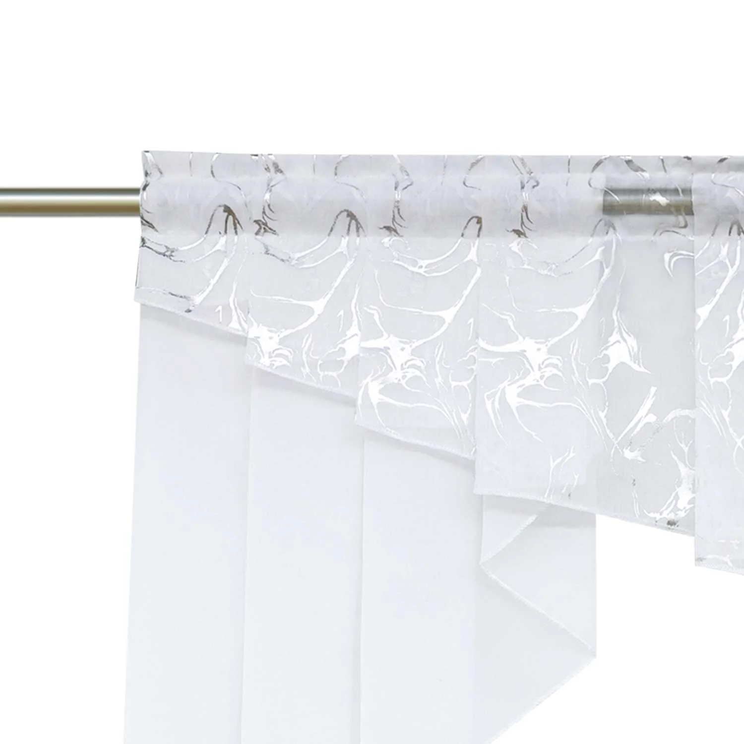 Scheibengardine Vorhangkopf durch Tunnelzug Doppelschichtige Küchengardinen mit Marmormuster Stangendurchzug