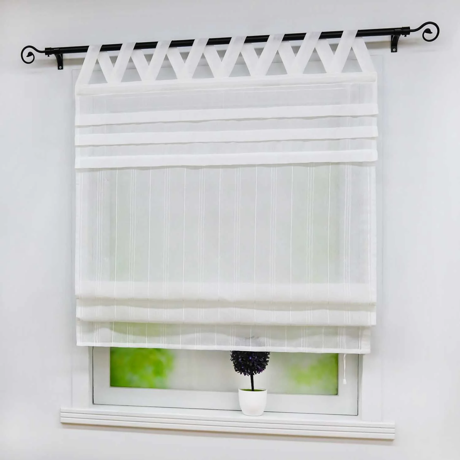 Delien Rollo klassisch weiß mit V-Schlaufen hochziehbar gardine