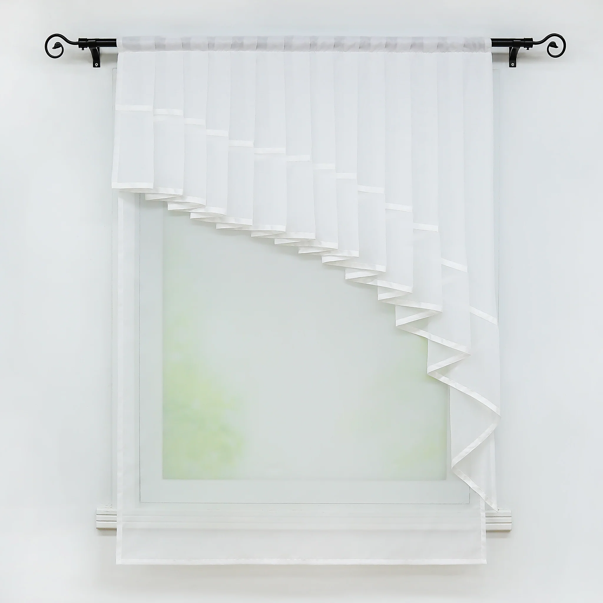 Romantischer transparenter Vorhang mit Volant 2-in-1 Design