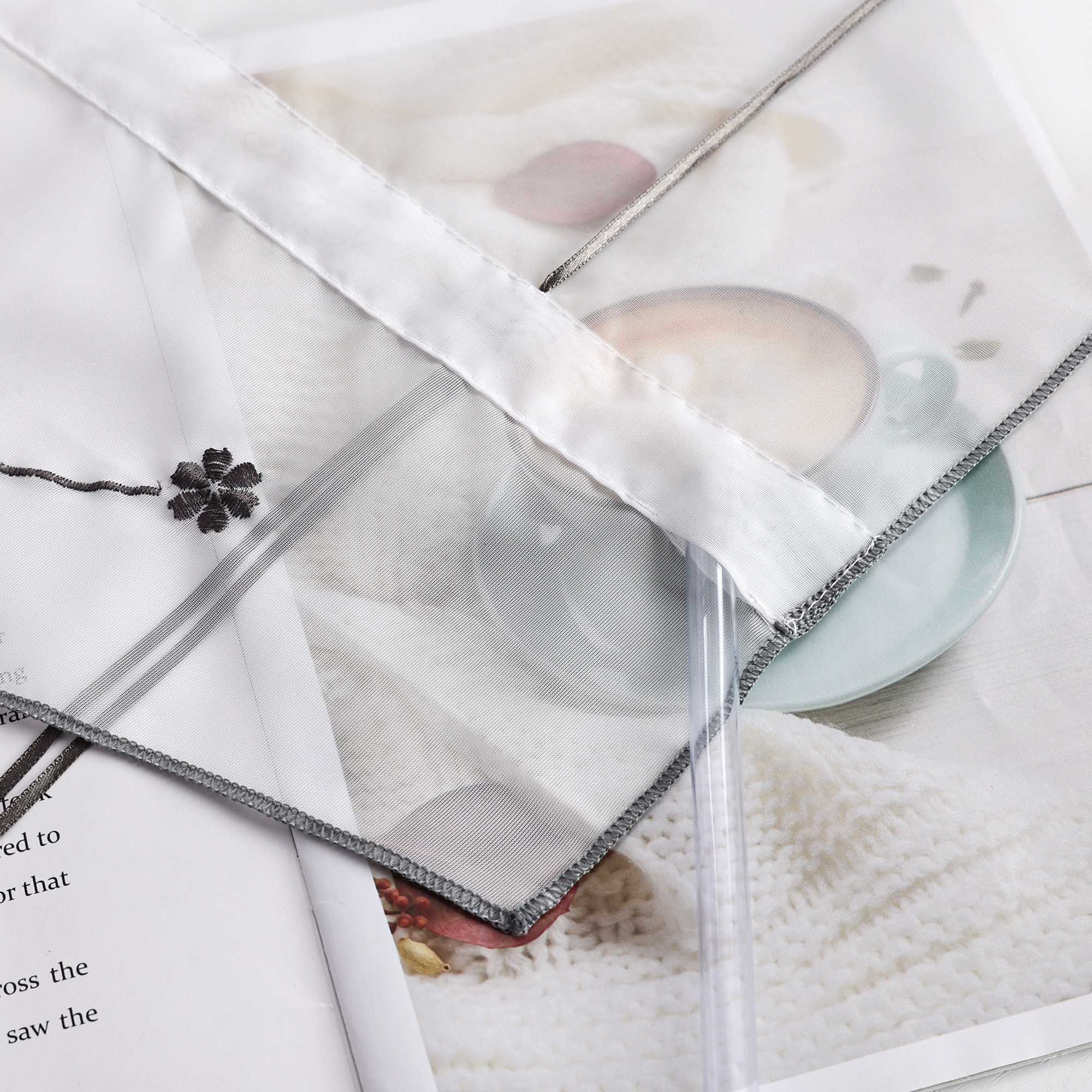 Raffrollo durch Strangendurchzug mit Blumenmuster Modern Transparent 1 Stück