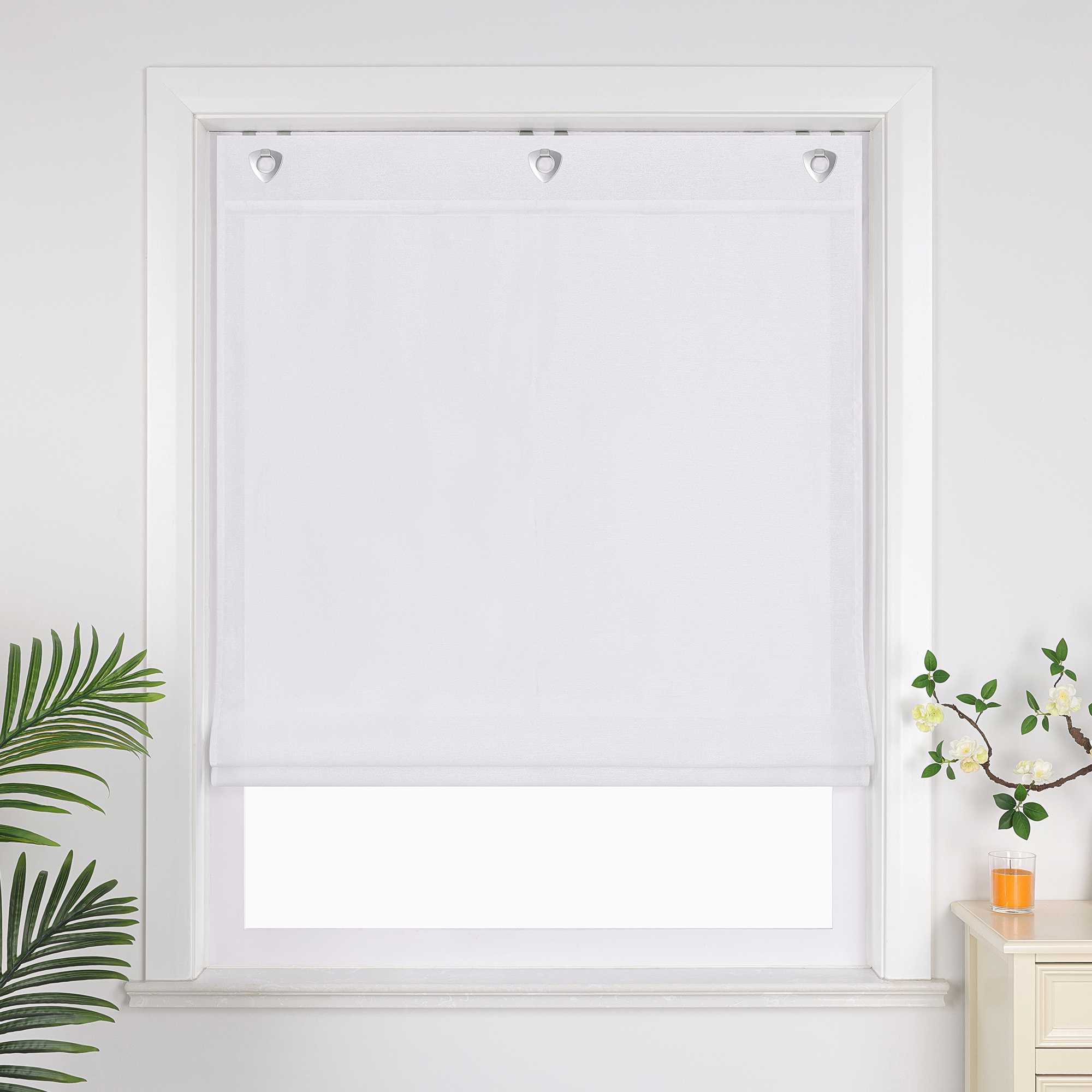 Raffrollo ohne Bohren unifarbe mit feinen horizontalen Streifen