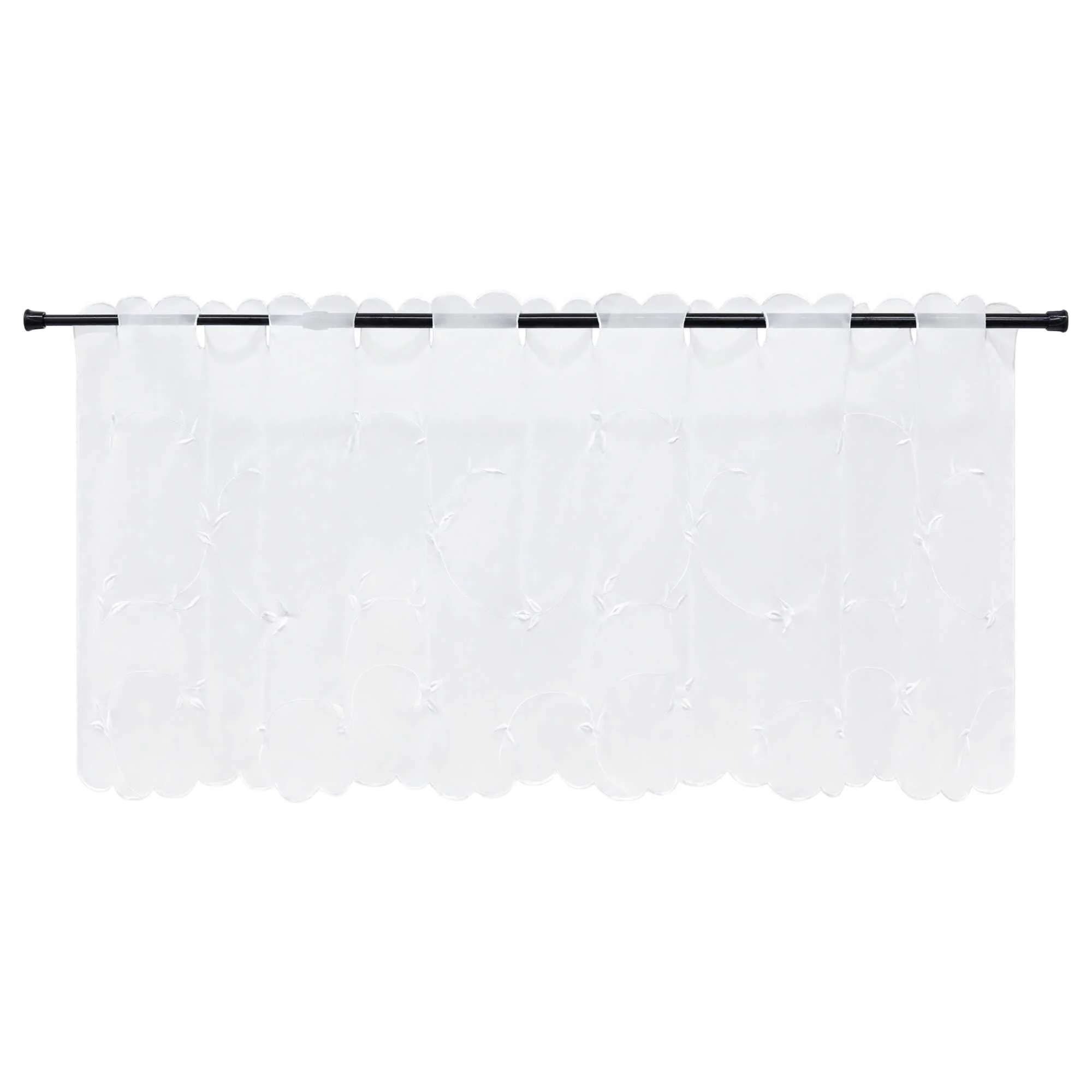 Scheibengardinen Voile Bistrogardinen mit Blattstickerei Transparent Bestickte Küche Kurzstores