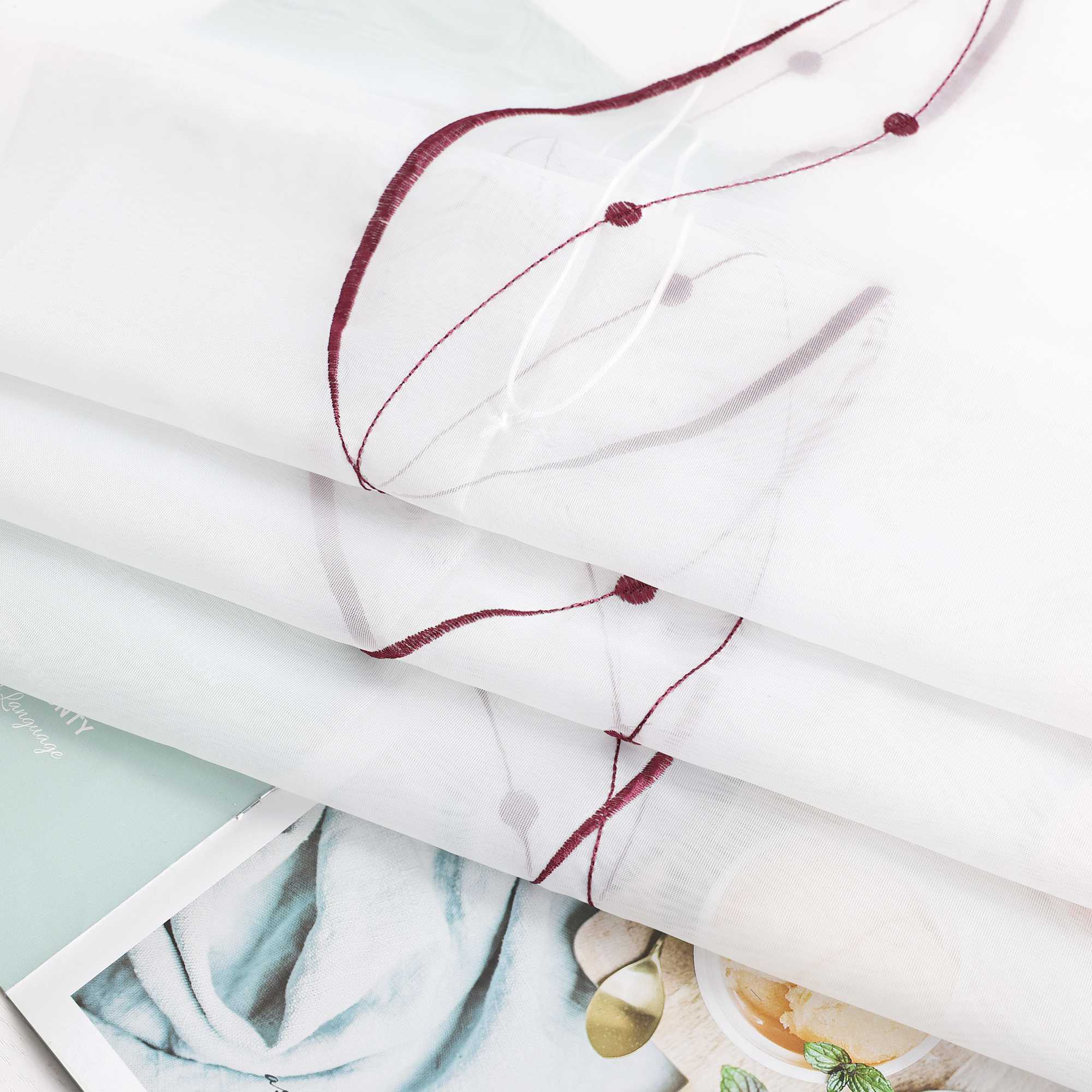 Rollos ohne Bohren Weiß Raffgardine mit Ösen Transparent Gardinen mit U-Haken Ösenrollo Modern Bestickt 1 Stück