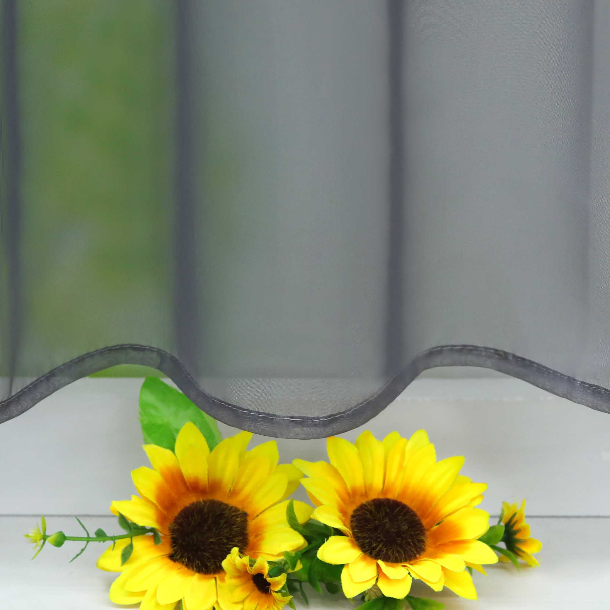 Scheibegardine durch Stangendurchzug zusammenziehbar Transparent Unifarbe Luftdurchlässig zusammenziehbar 2 Stück