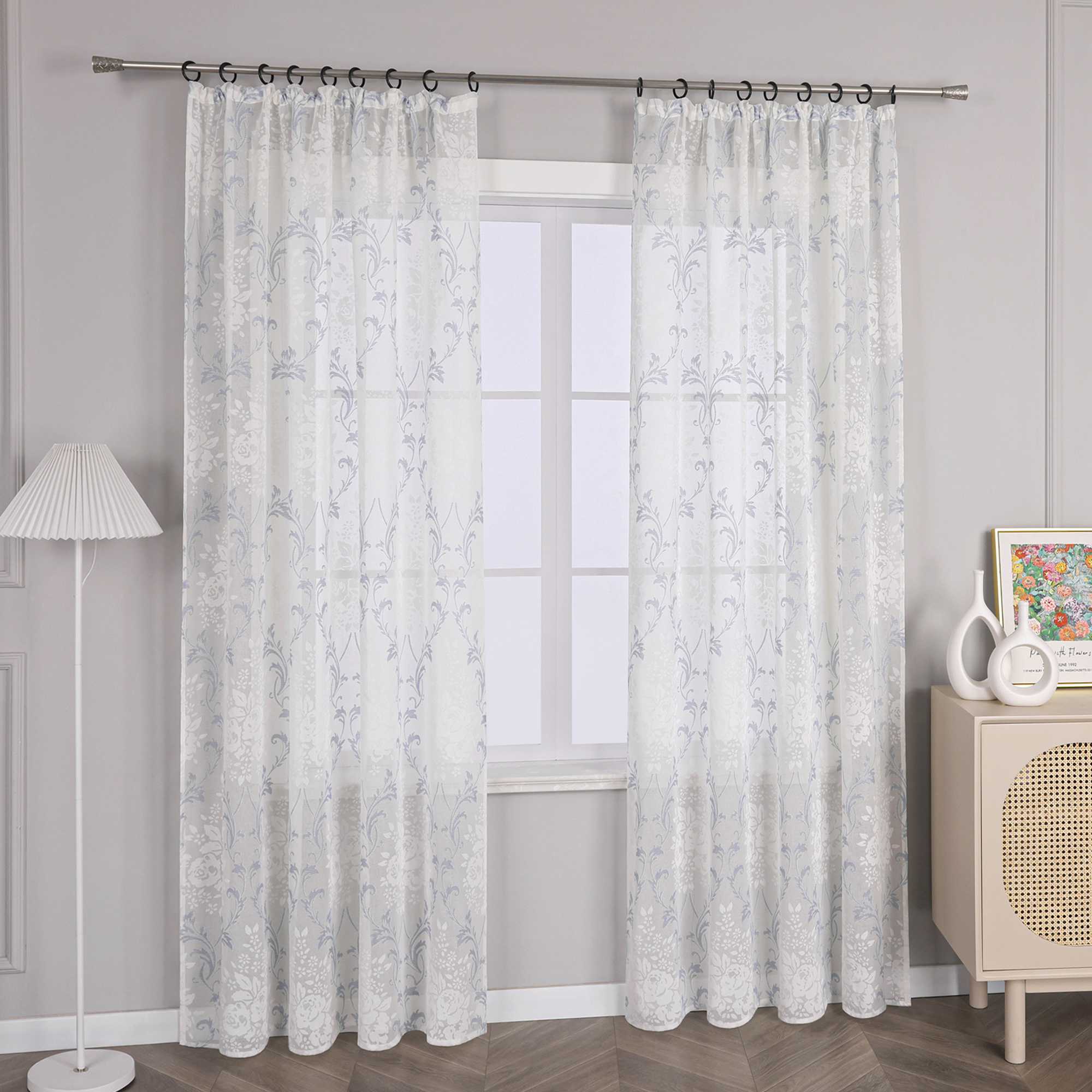 Vorhang mit Kräuselband Voile Gardine Ausbrenner Fensterschal Transparent Schlafzimmer Wohnzimmer 1 Stück