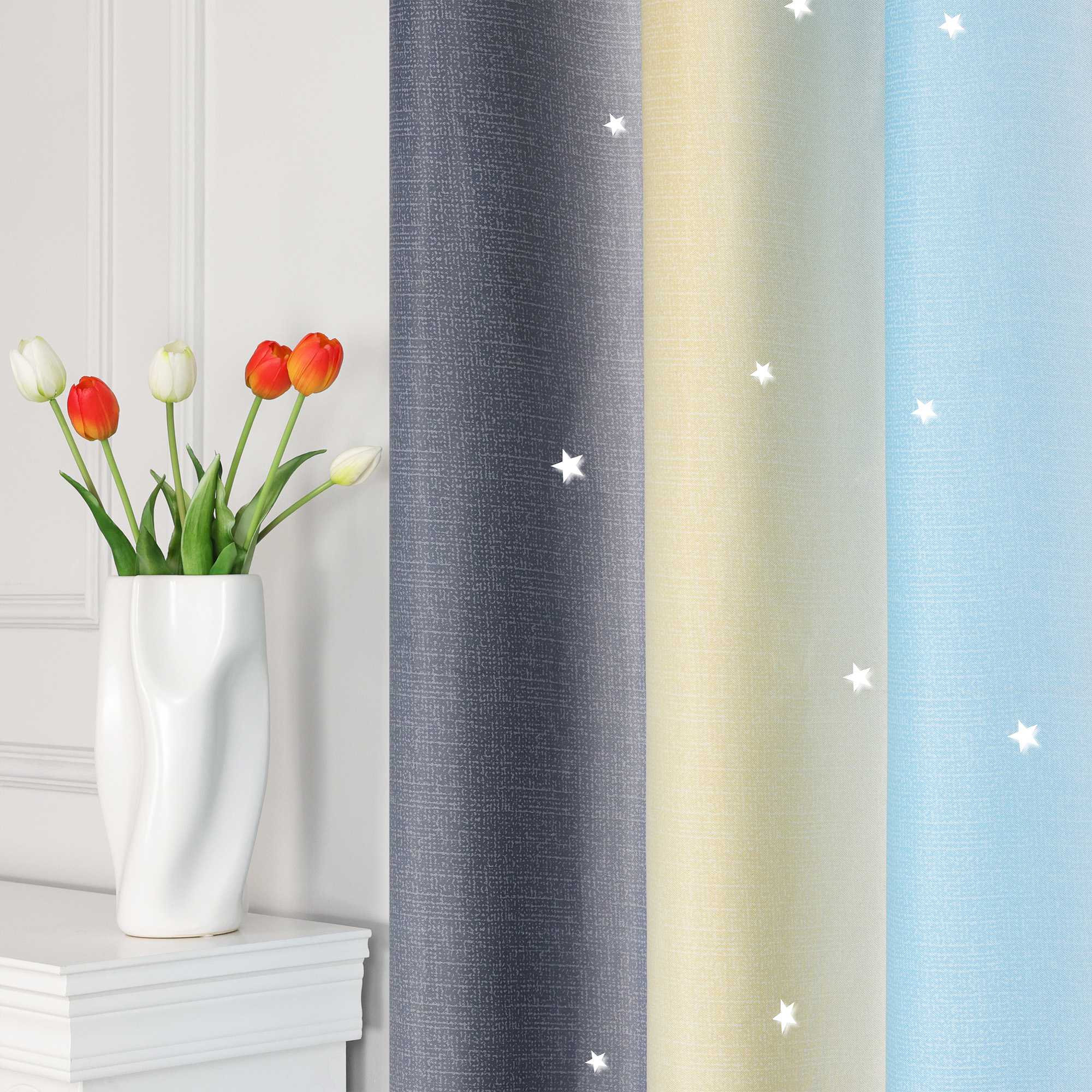 2-in-1 Vorhang Kinderzimmer mit Sternen 1 stück