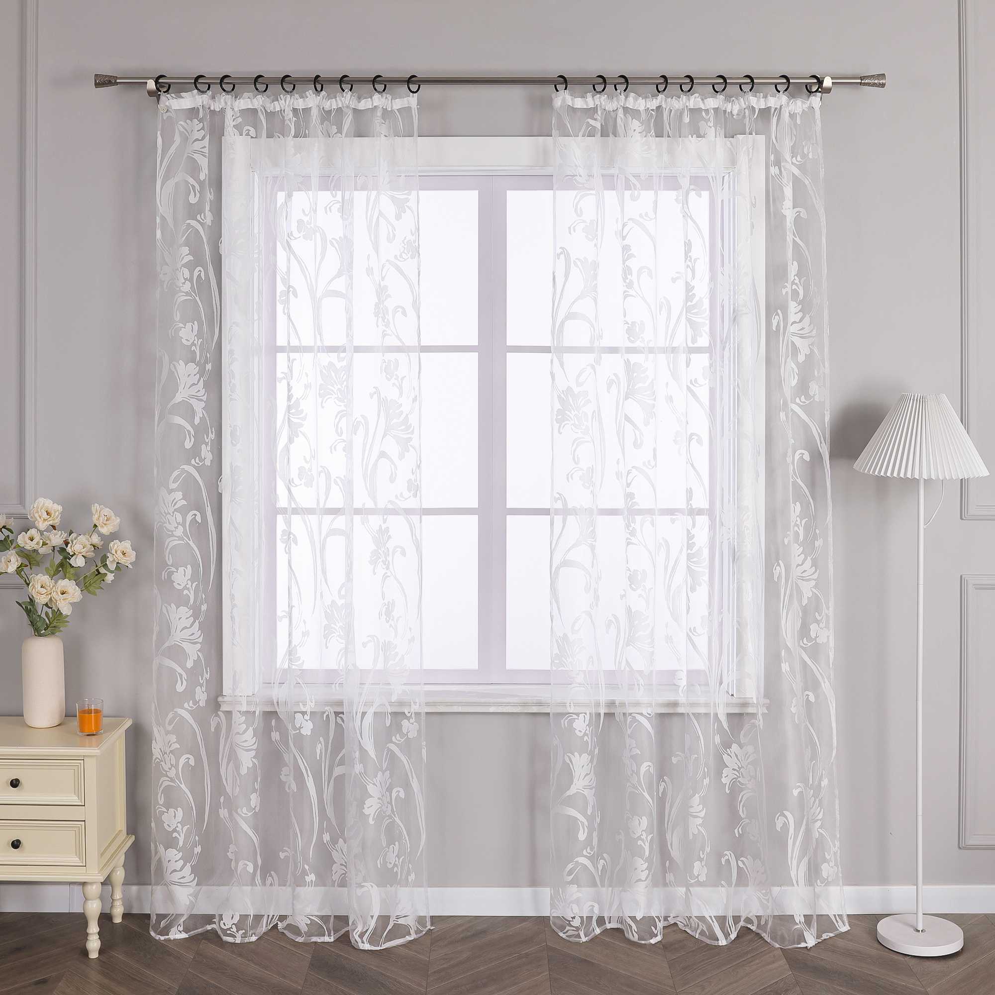 Vorhang mit Blumenmuster transparent Wohnzimmer Schlafzimmer  1 stück