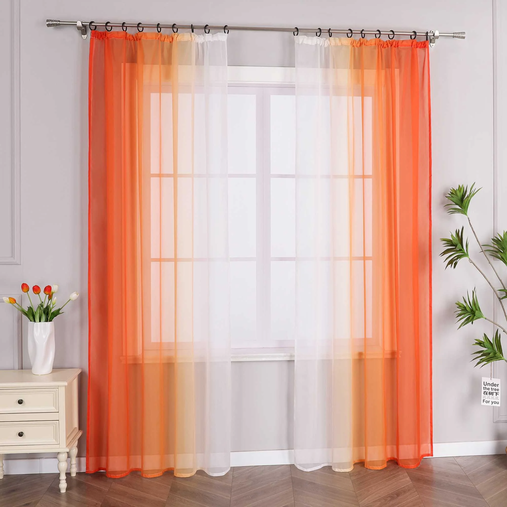 Transparente Vorhänge mit Farbverlauf 2er Set