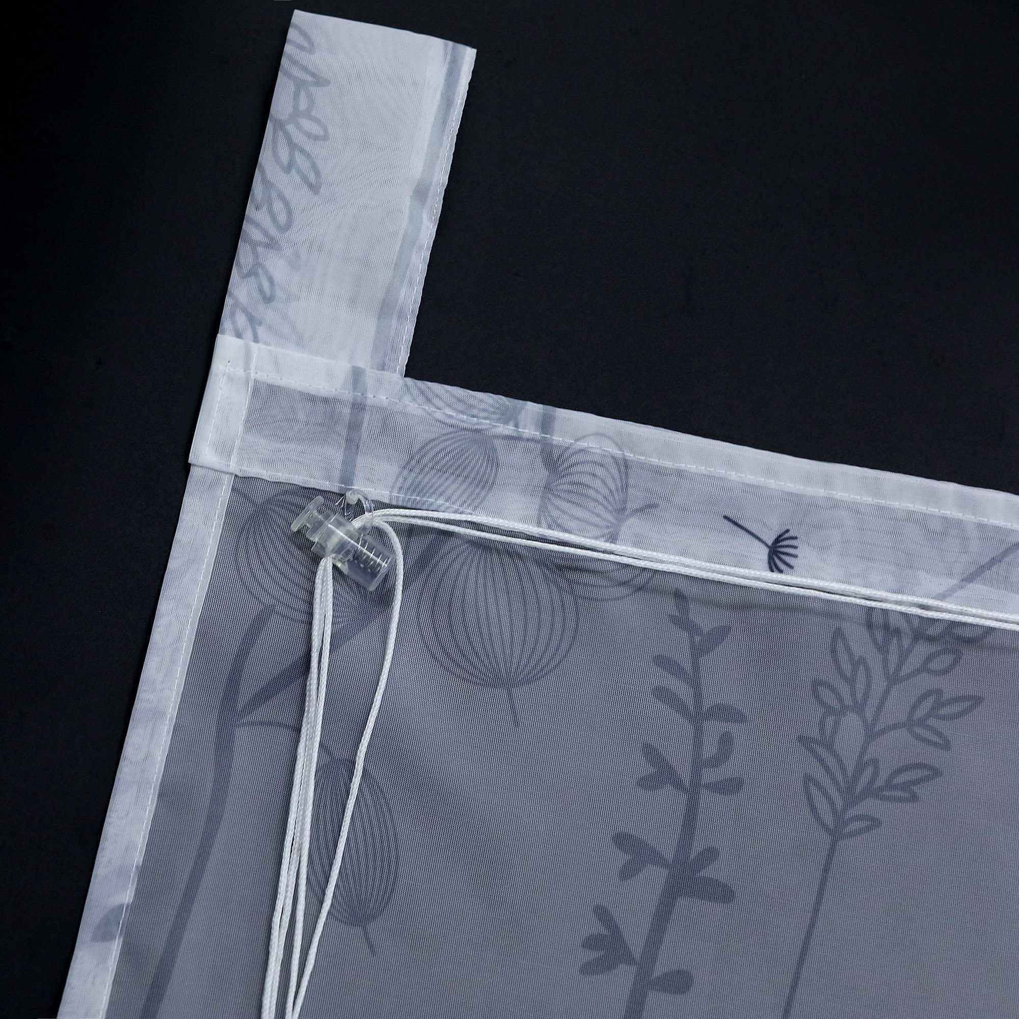 Raffrollo mit Schlaufen Voile Raffgardine Modern Küche Gardinen mit Laternenblume Muster Wohnzimmer Halbtransparent