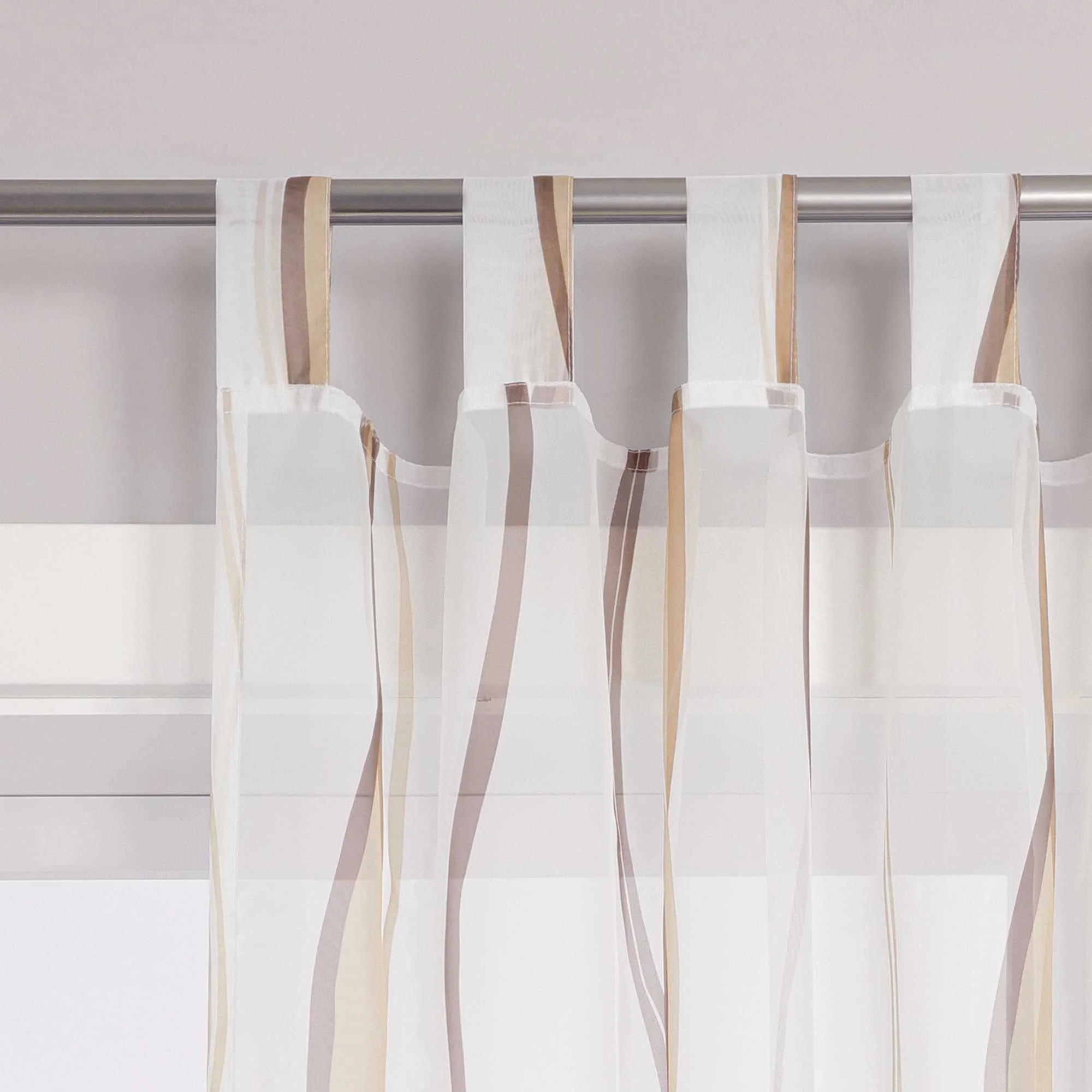 Vorhang Schlaufenschal aus Polyester mit bunten Wellenmustern tranparent 1 stück