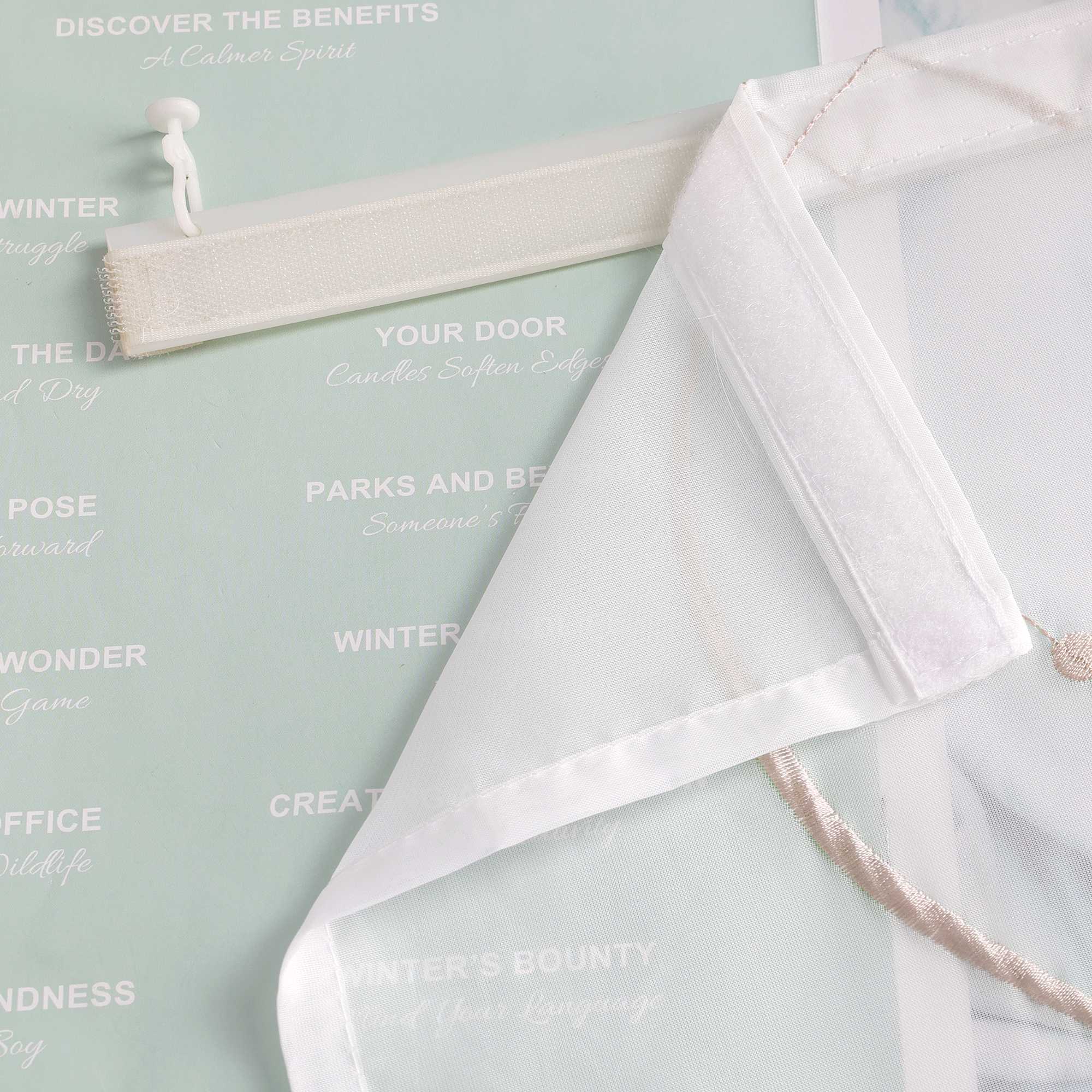 Schiebegardine Klettbandschal aus Polyester mit Wellenmuster transparent durch Klettband 2 stücke