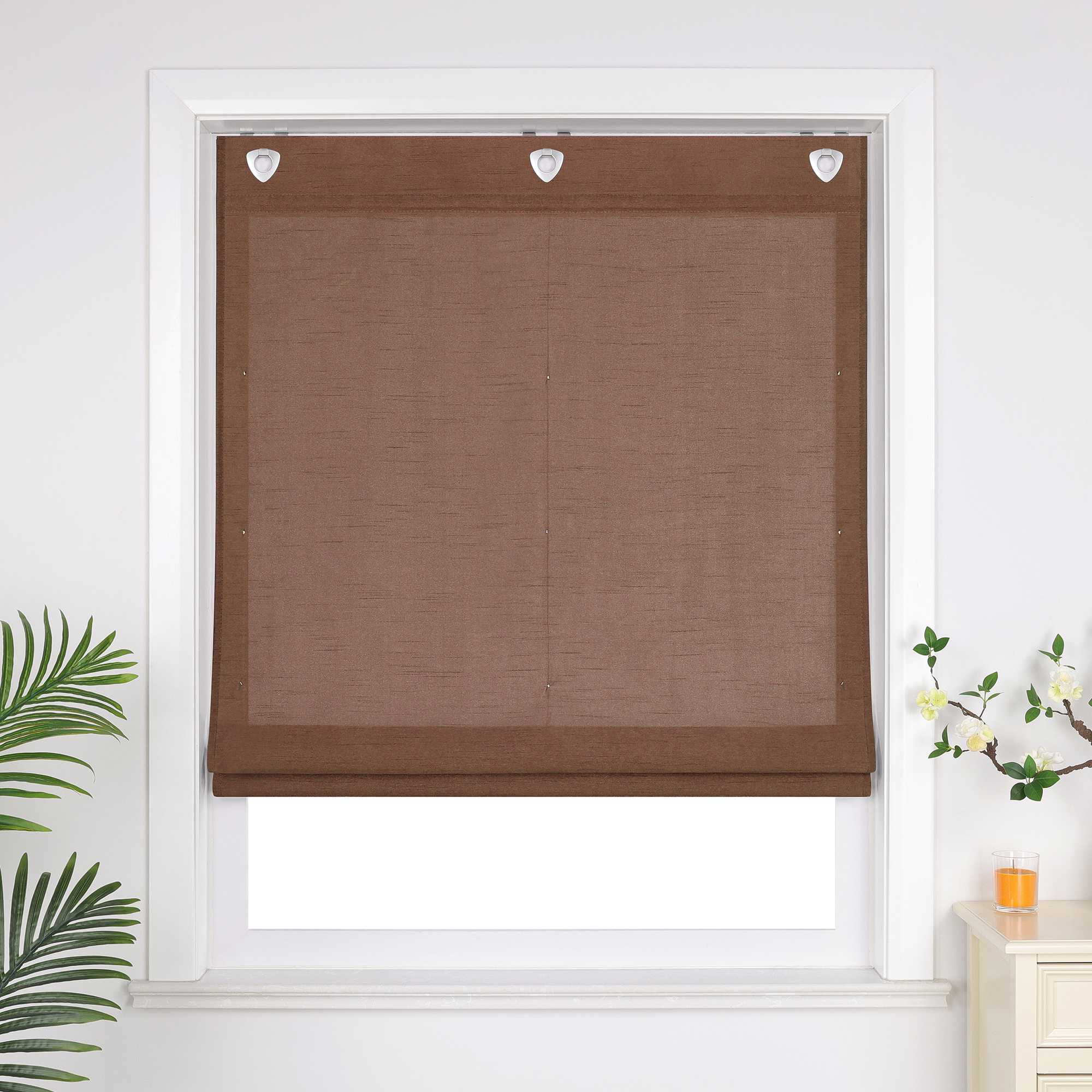 Raffrollo ohne Bohren unifarbe mit feinen horizontalen Streifen