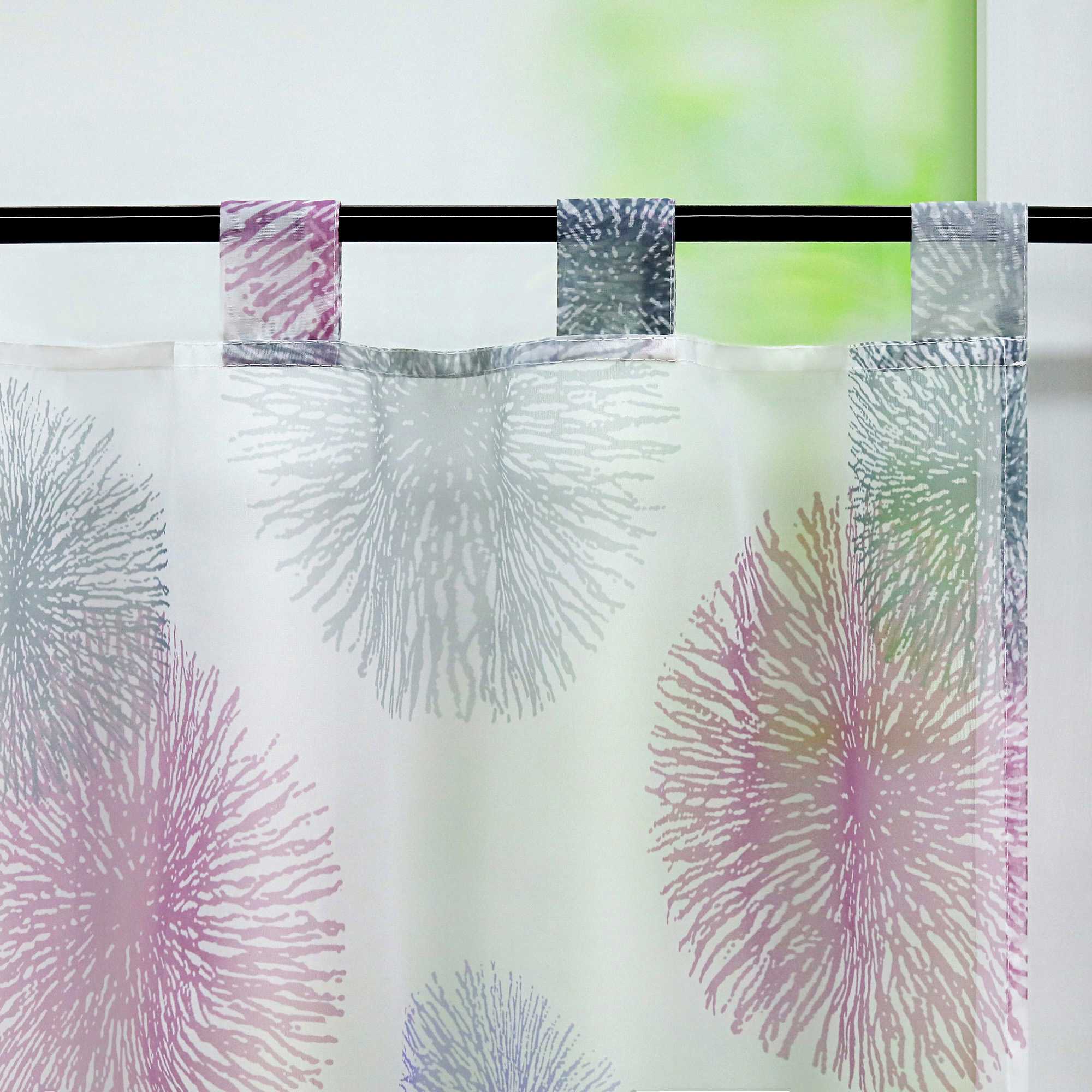 Scheibengardine Schlaufengardine mit Feuerwerksmuster Feriendeko halbtransparent Pflegeleicht Lichtdurchlässig 1 stück