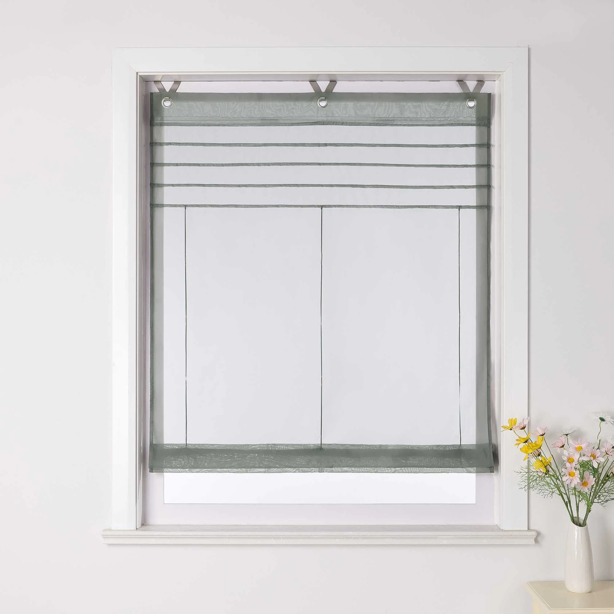 Rollos mit V-Haken halbtransparent lichtdurchlässig Unifarbe hochziehbar 1 Stück