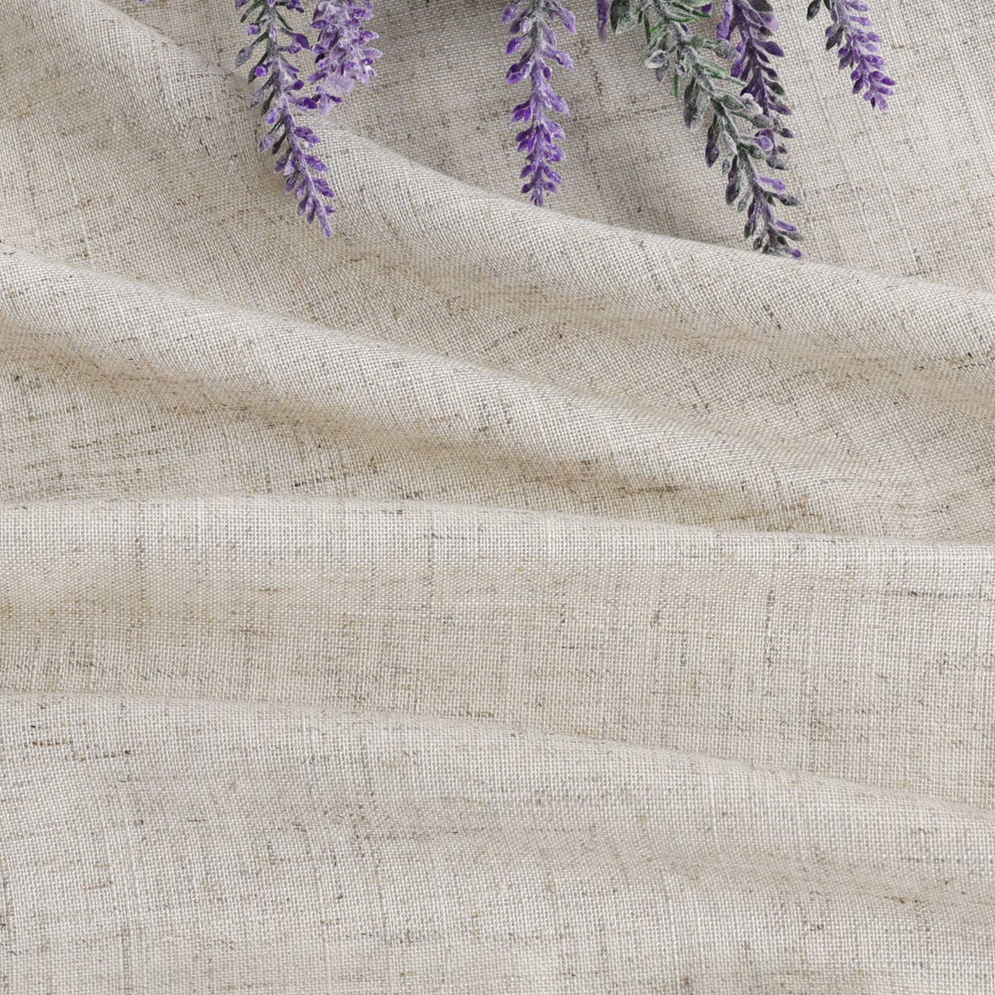 Scheibengardine Kräuselbandgardine unten mit blauem Karomuster aus Leinenimitat halbtransparent 2er Set