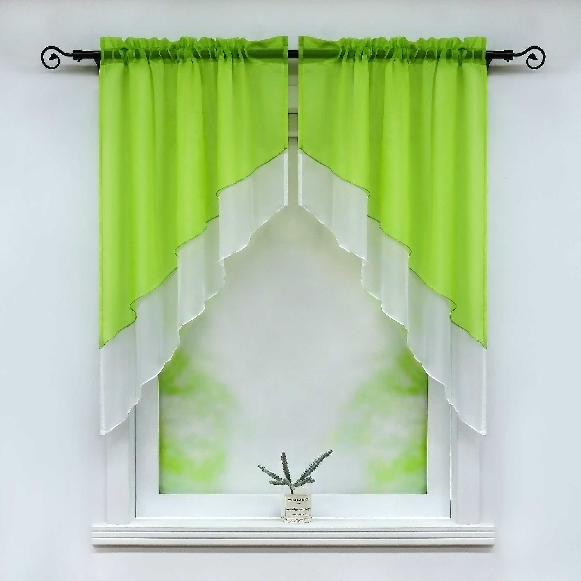 Delien Zweifarbige Fensterdekoration vloants Kurz Gardine 2er-Pack