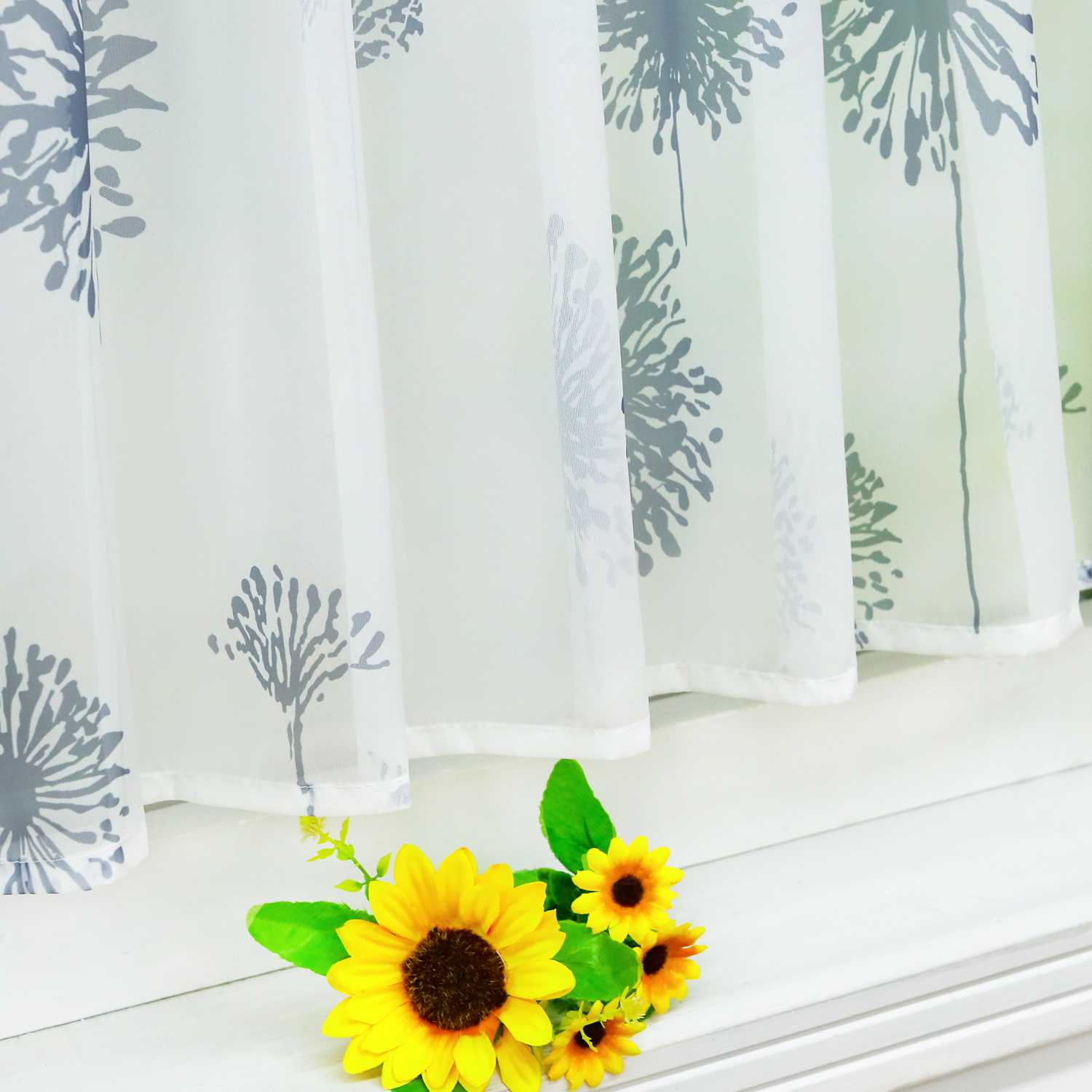 Scheibengardine Schlaufengardine transparent Pusteblumenmuster 1 Stück