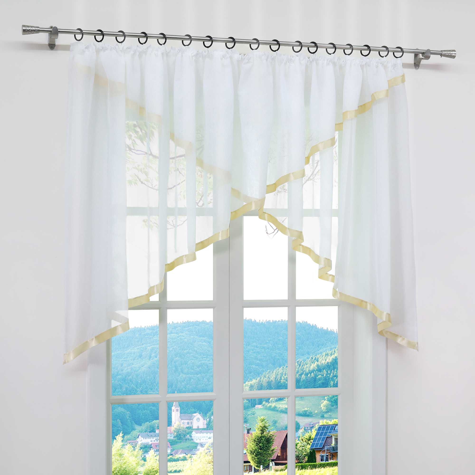 Scheibengardinen Kräuselbandgardine Fensterdeko Kreuzdesign Obere Fensterabdeckung 1 stück