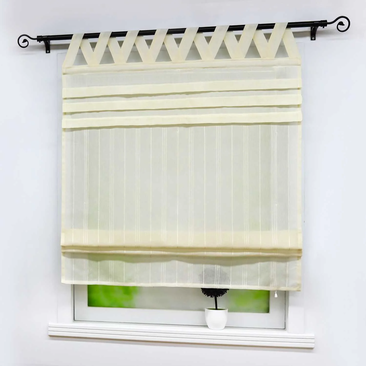 Delien Rollo klassisch weiß mit V-Schlaufen hochziehbar gardine