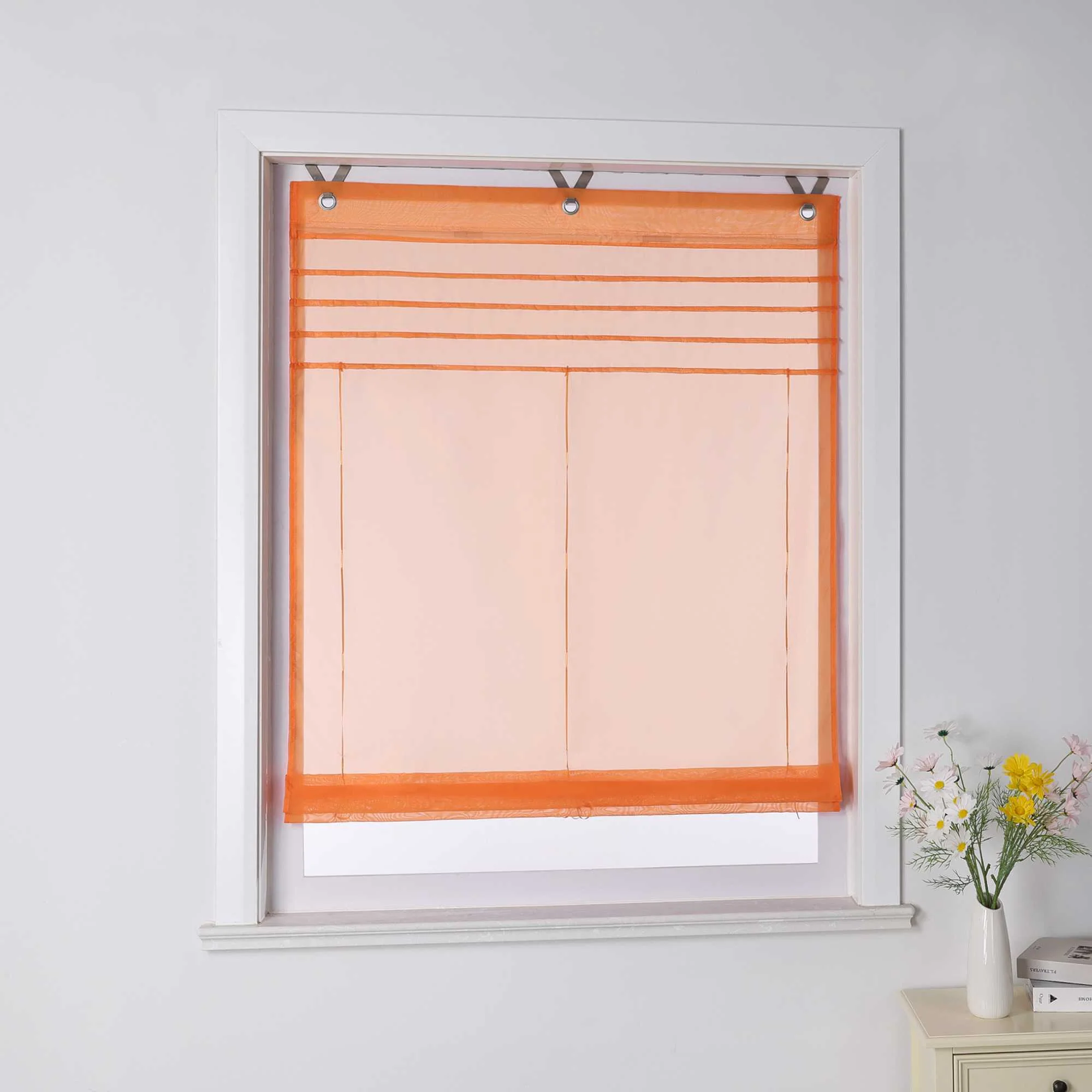 Rollos mit V-Haken halbtransparent lichtdurchlässig Unifarbe hochziehbar 1 Stück