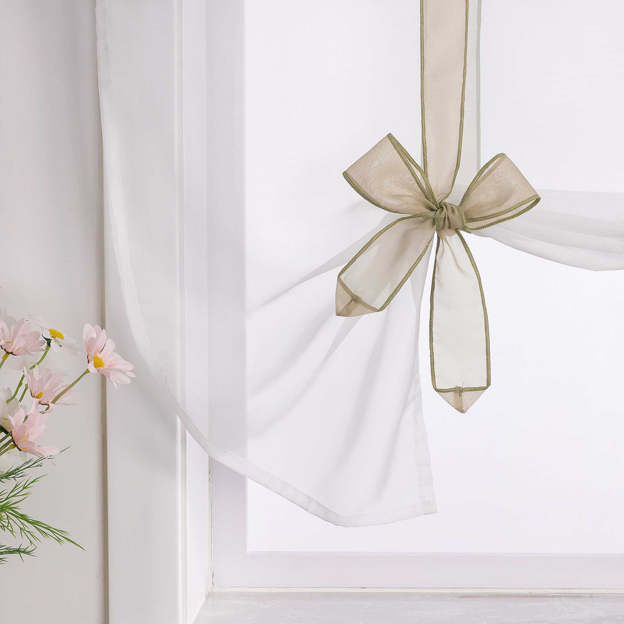 Rollos Schlaufengardine mit Schleifendesign transparent hochziehbar Fensterdeko 1 Stück